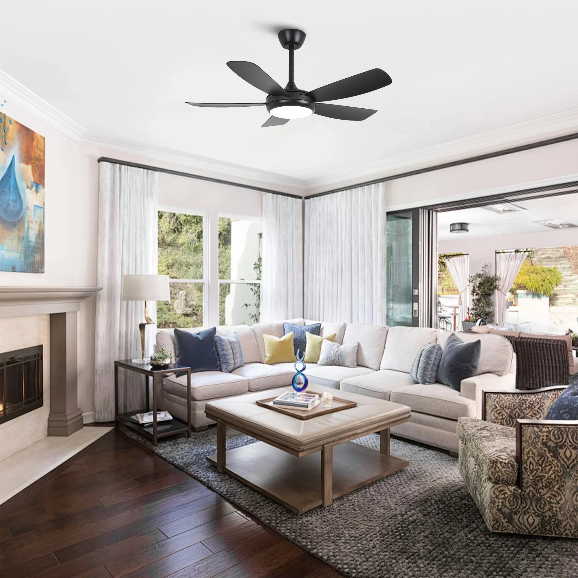 42 Inch Gladys Modern Black LED Ceiling Fan with Remote Control