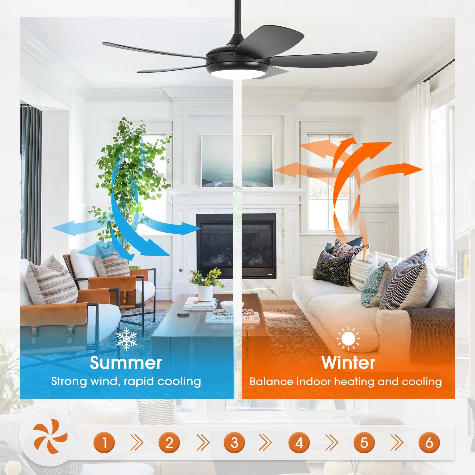 42 Inch Gladys Modern Black LED Ceiling Fan with Remote Control