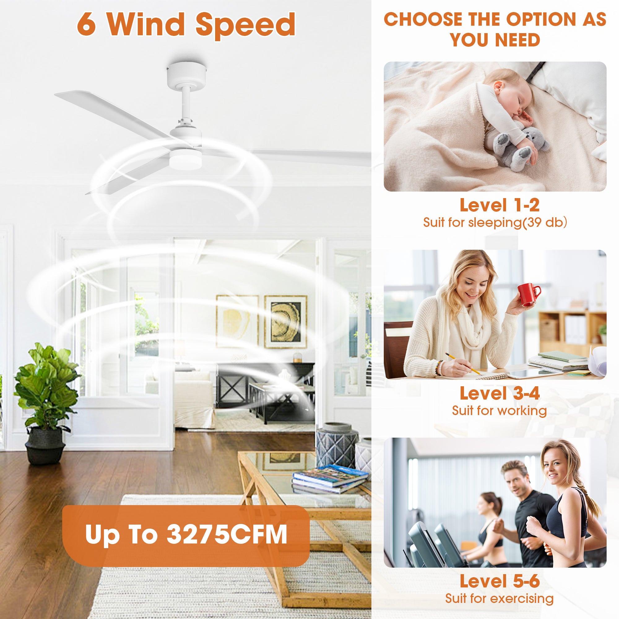 50 Inch Rae Modern Downrod Mount LED Ceiling Fan with Remote Control