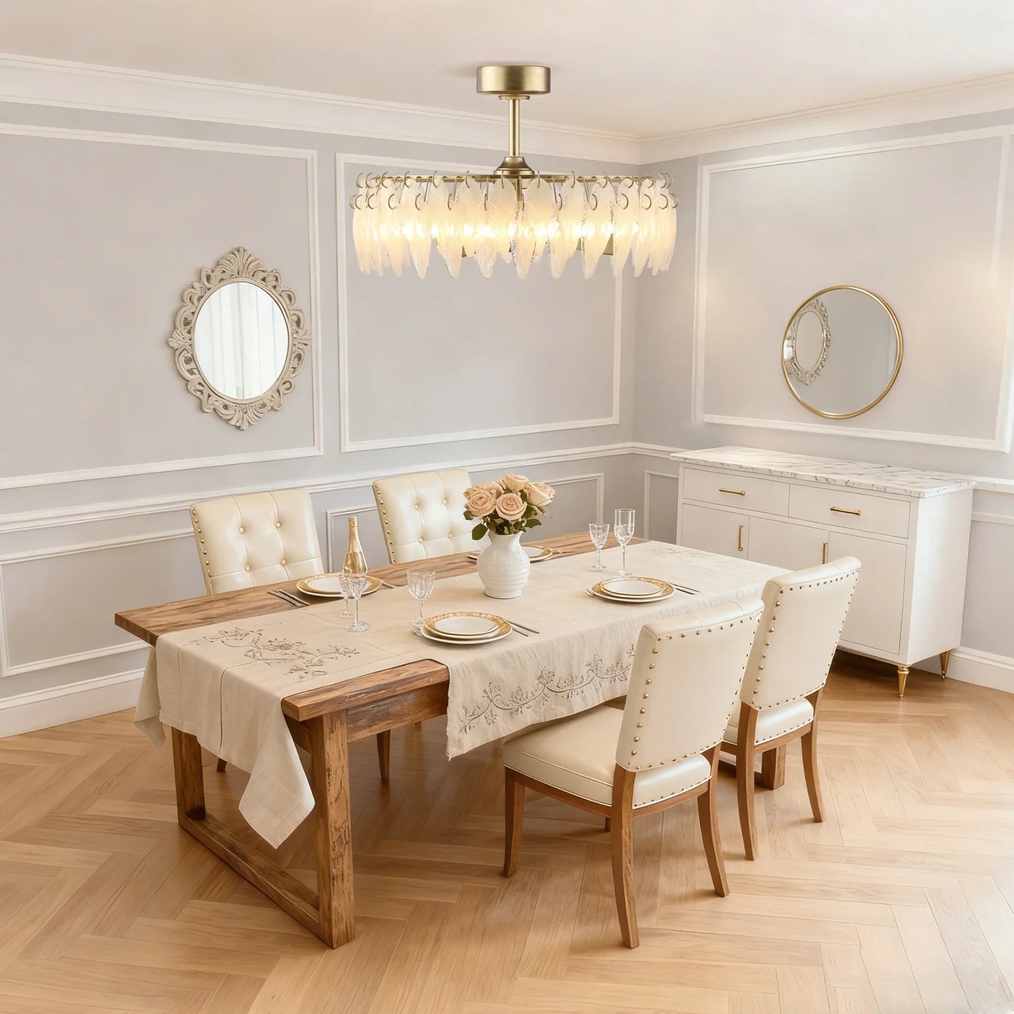 32 Inch Ogden Antique Silver Luxury Fandelier with Light and Remote Control