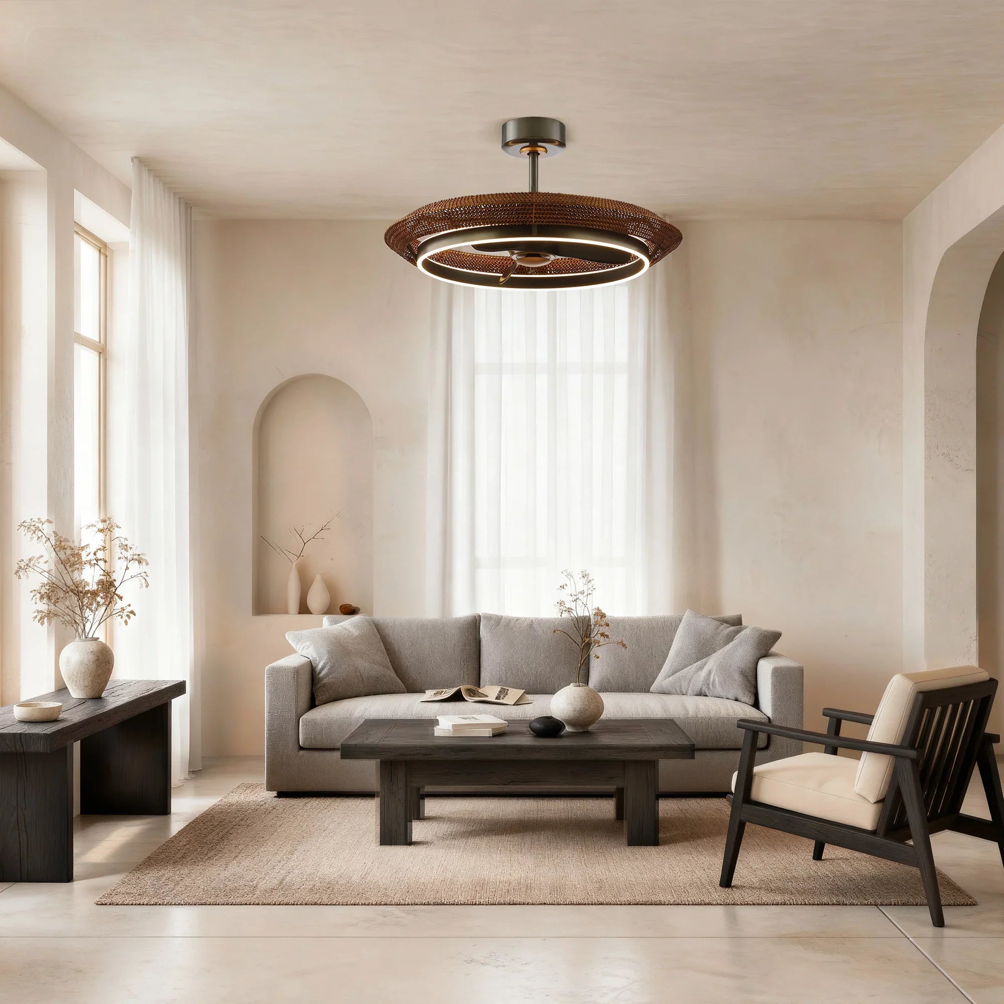 33 Inch Elijah Black-Charcoal Gray Luxury Fandelier with Light and Remote Control