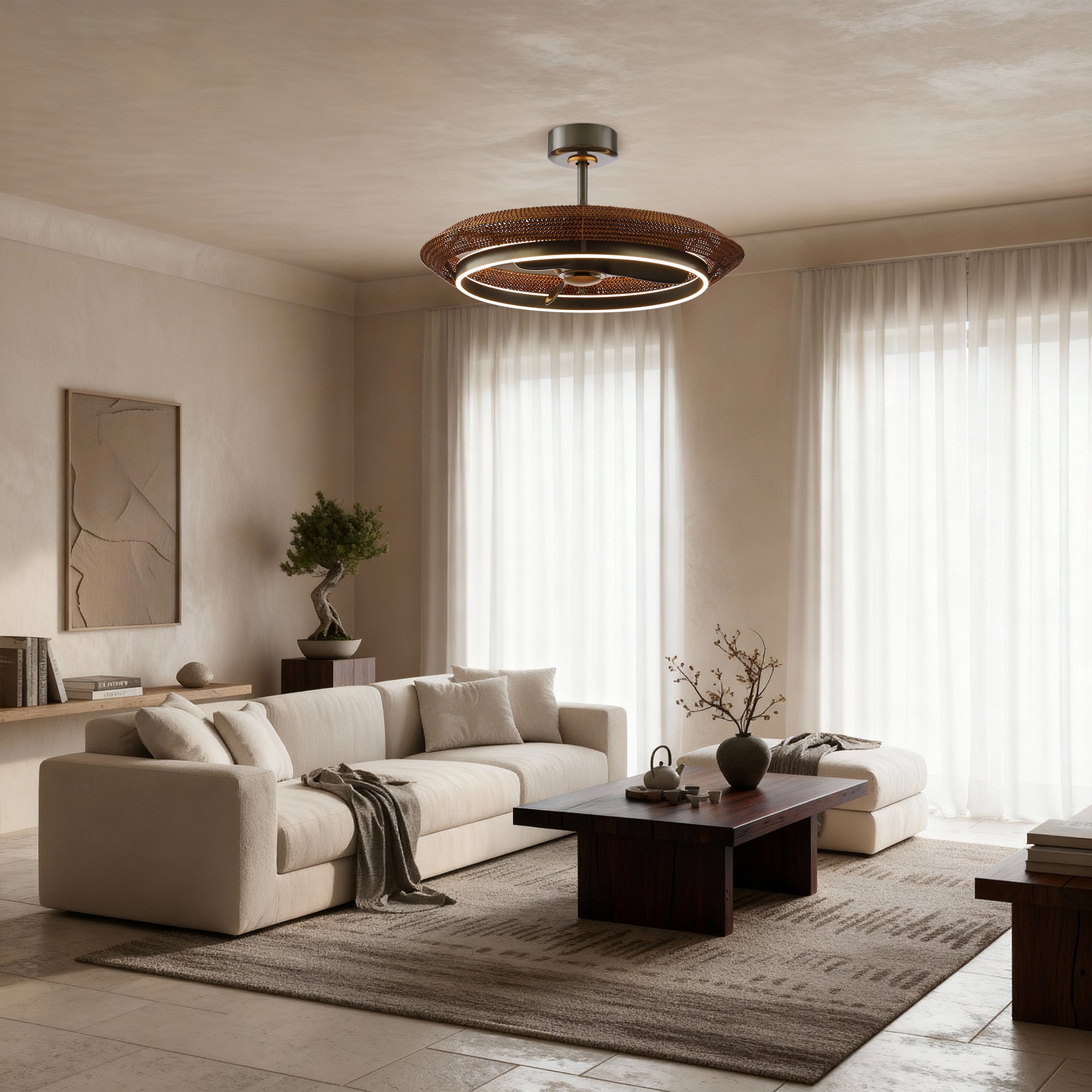 33 Inch Elijah Black-Charcoal Gray Luxury Fandelier with Light and Remote Control