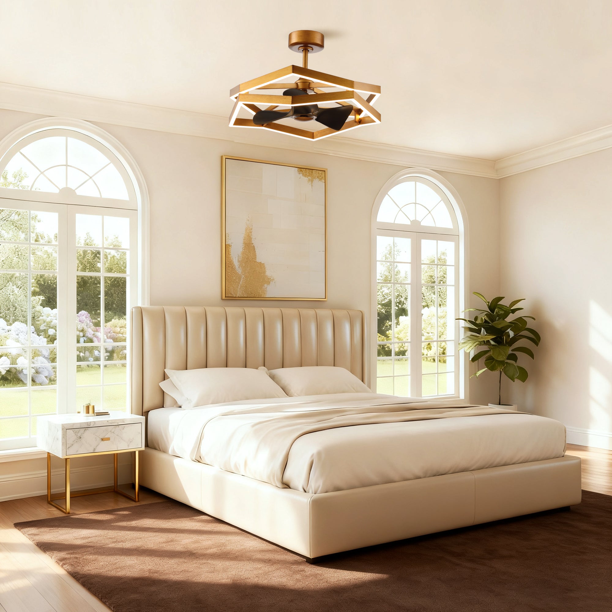 31 Inch Willie Antique Golden Luxury Fandelier with Light and Remote Control