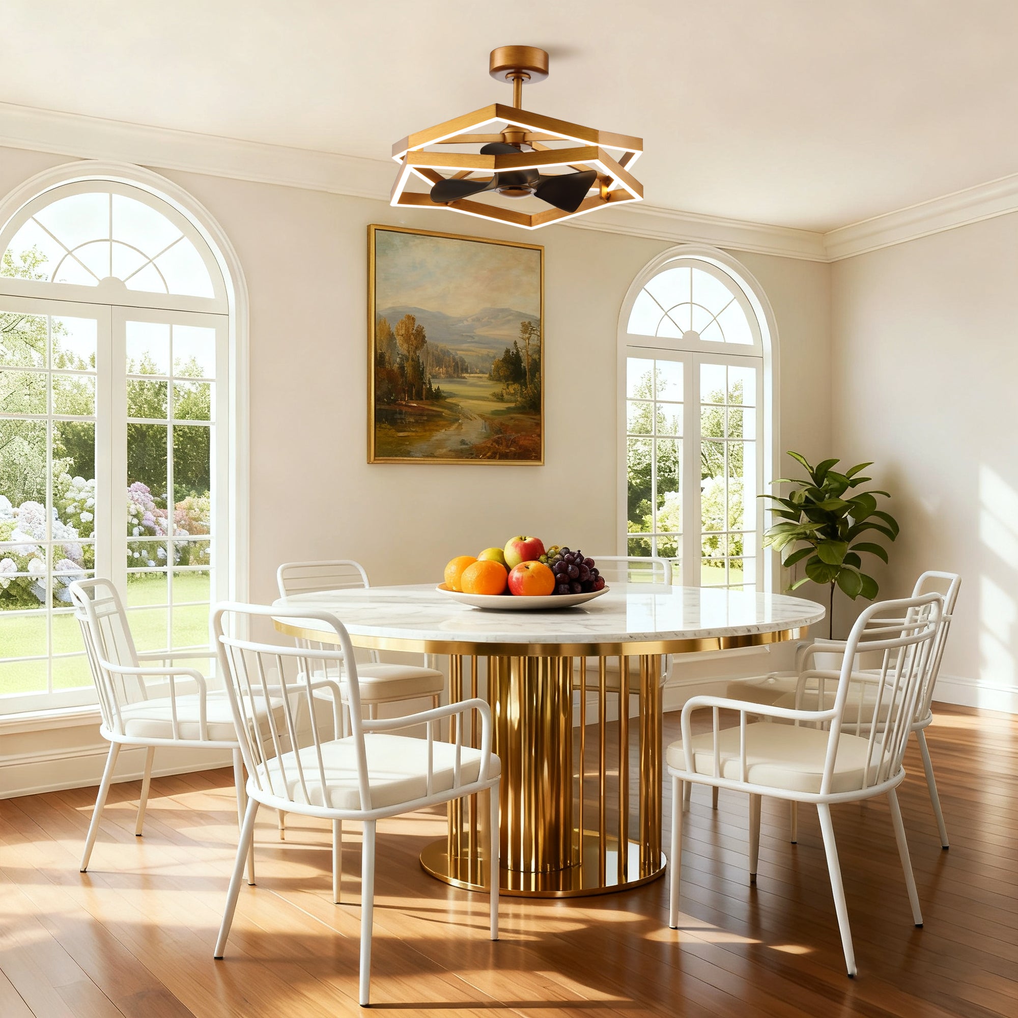 31 Inch Willie Antique Golden Luxury Fandelier with Light and Remote Control