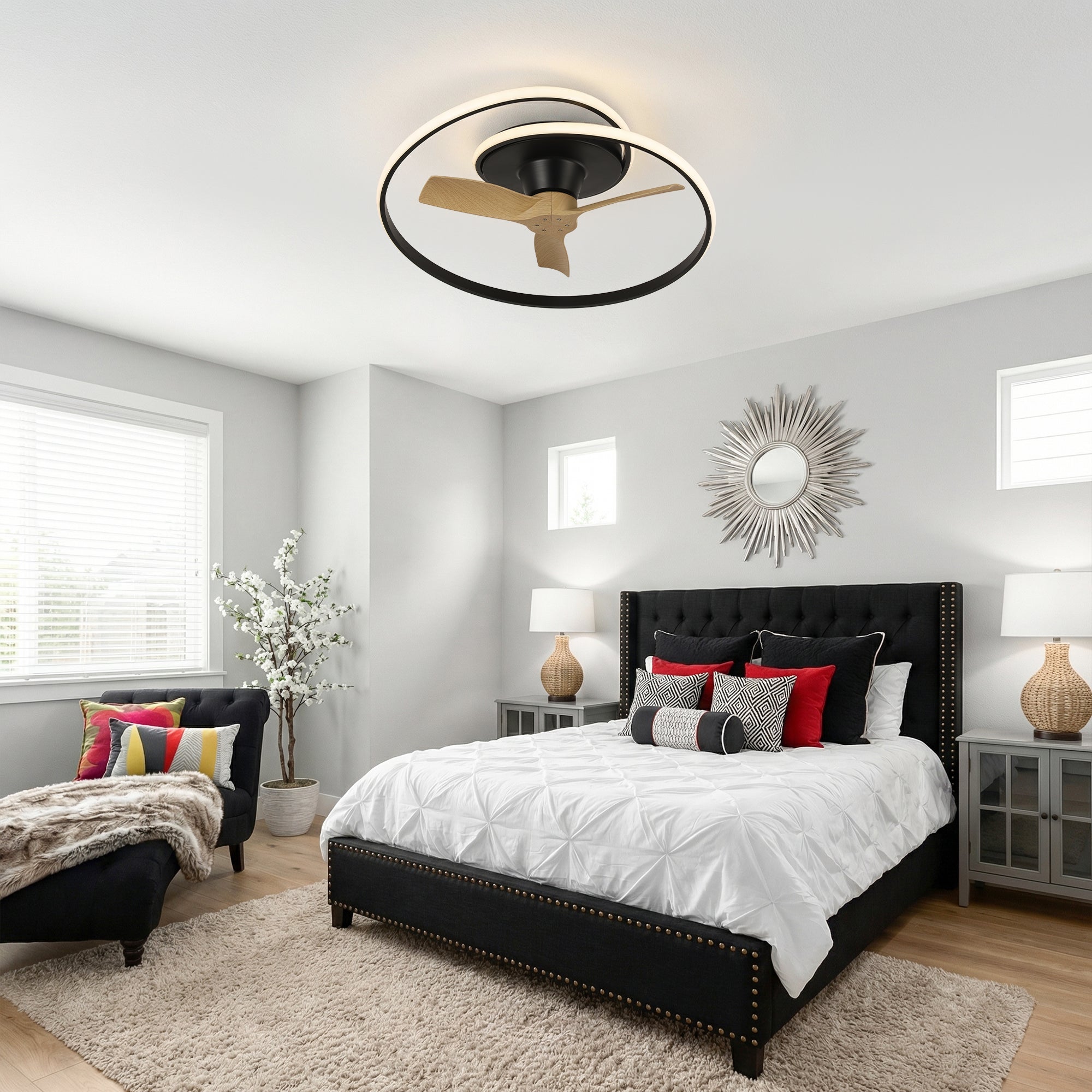 31" Ocean Flush Mount LED Ceiling Fan with Remote Control