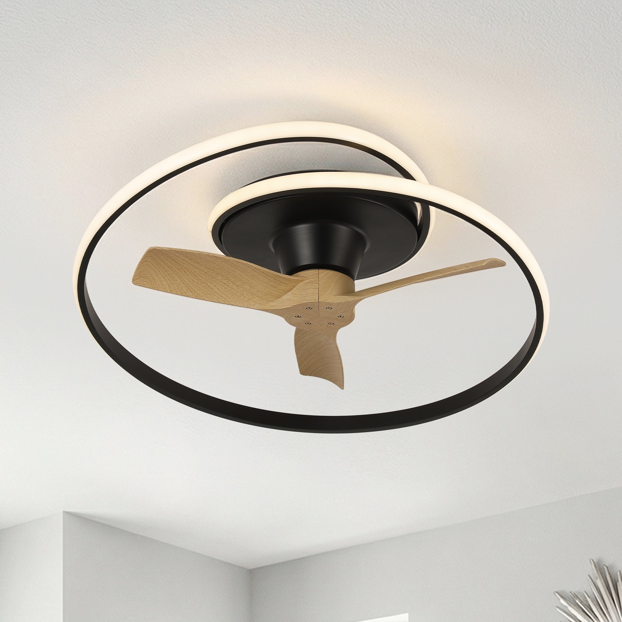 31" Ocean Flush Mount LED Ceiling Fan with Remote Control