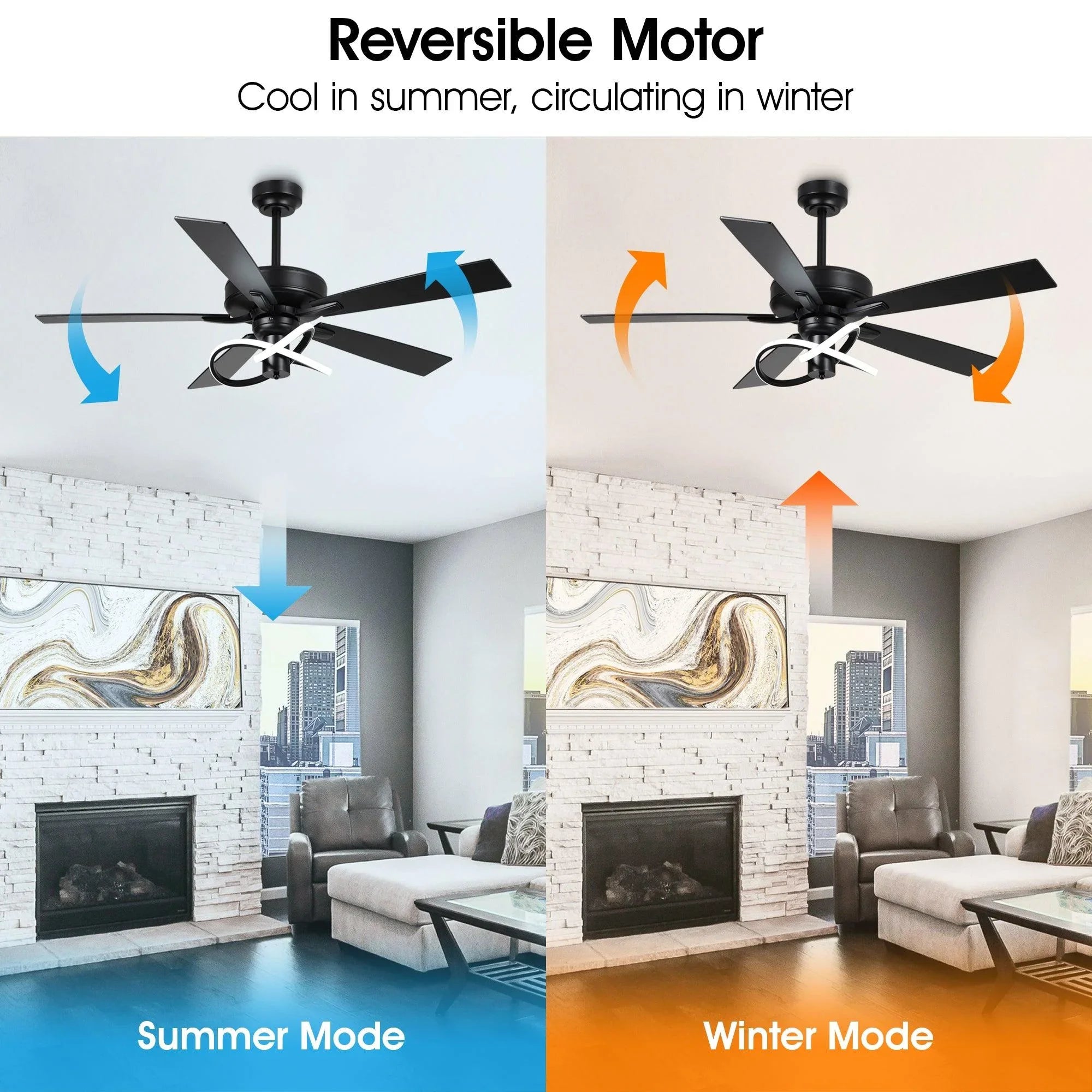 52 Inch Oregon DC Motor Modern Downrod Ceiling Fan with LED Light