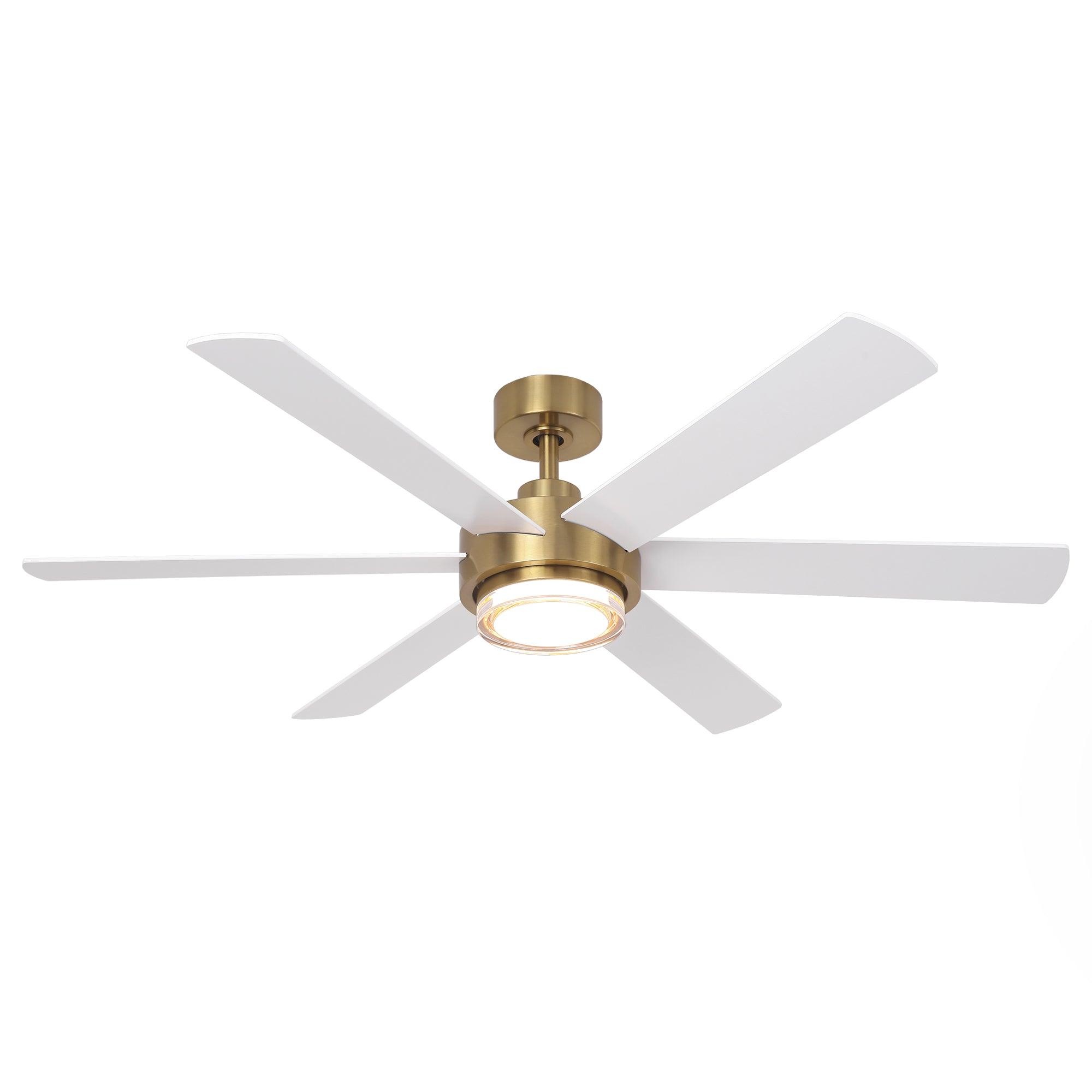 54 Inch Kama Modern Downrod Mount Ceiling Fan with Remote Control and LED Light