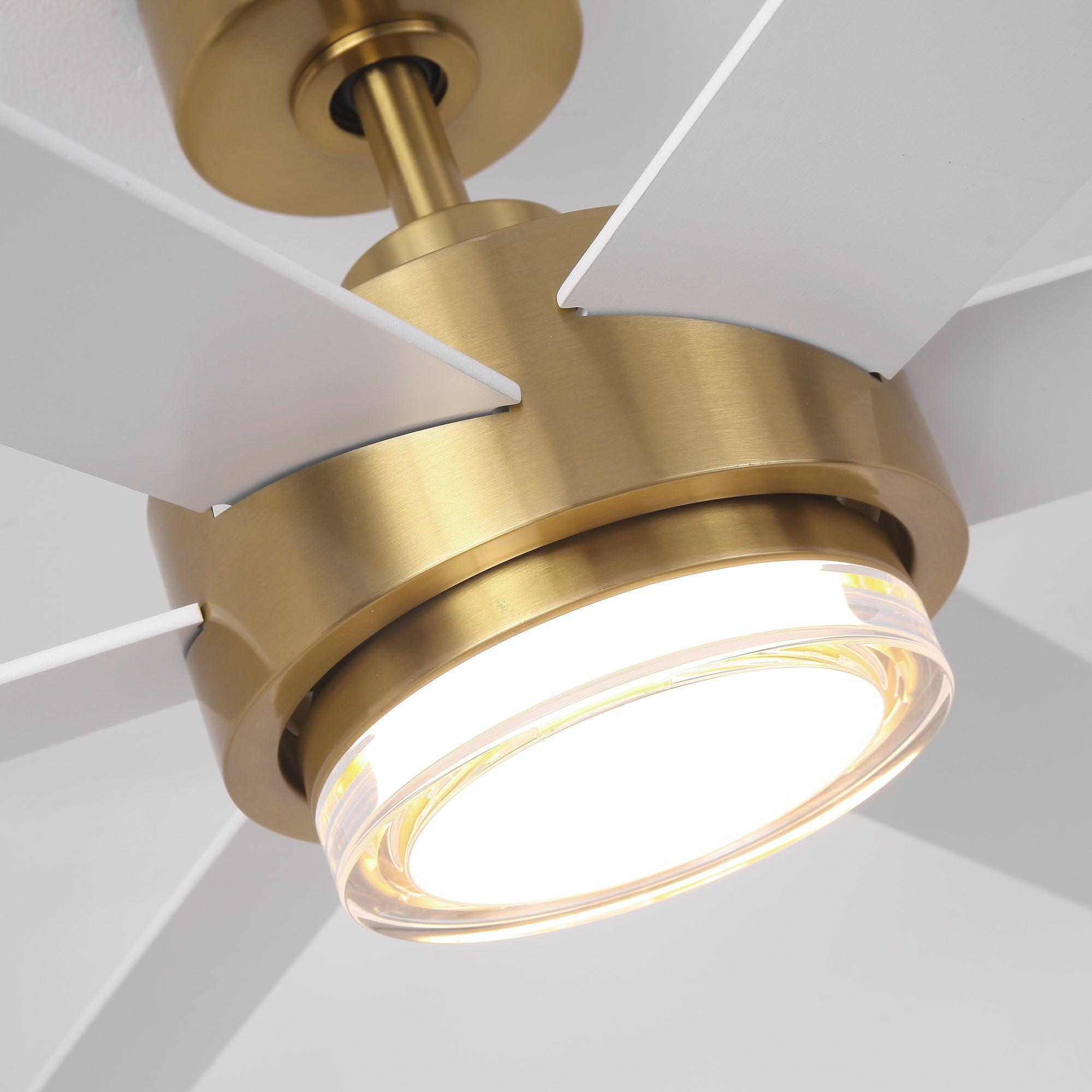 54 Inch Kama Modern Downrod Mount Ceiling Fan with Remote Control and LED Light