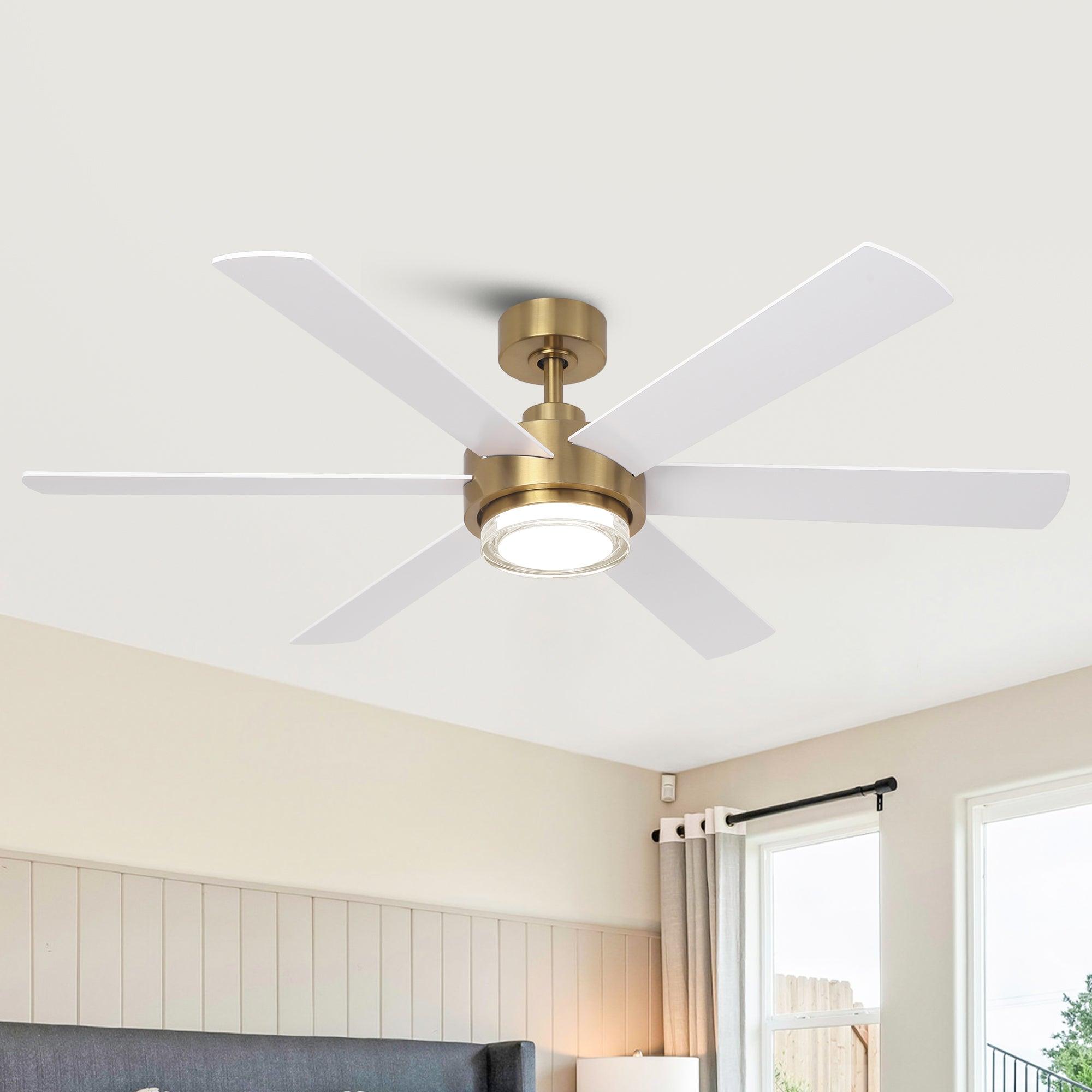 54 Inch Kama Modern Downrod Mount Ceiling Fan with Remote Control and LED Light