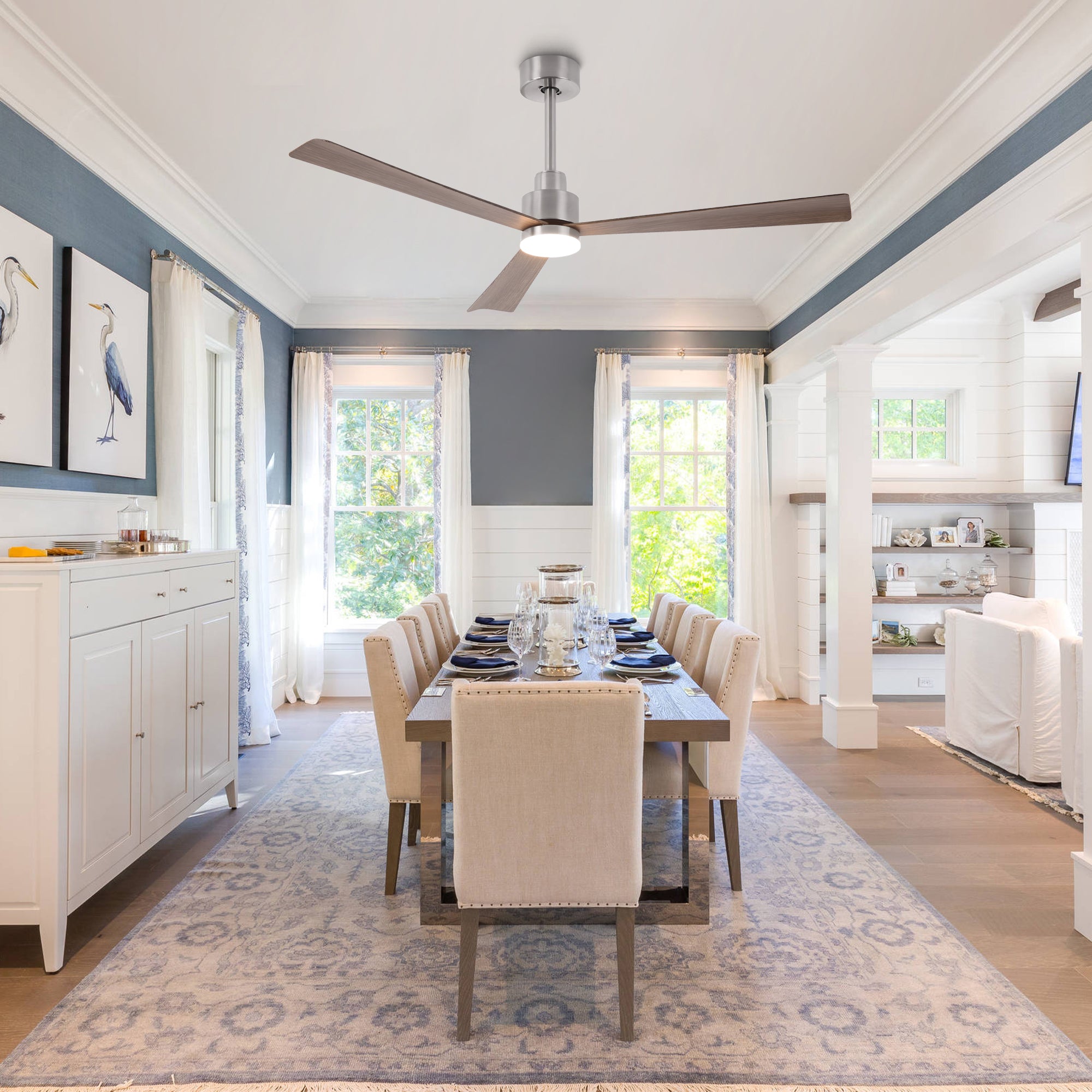 52 Inch Dinah Modern Downrod Mount Ceiling Fan with Remote Control and LED Light