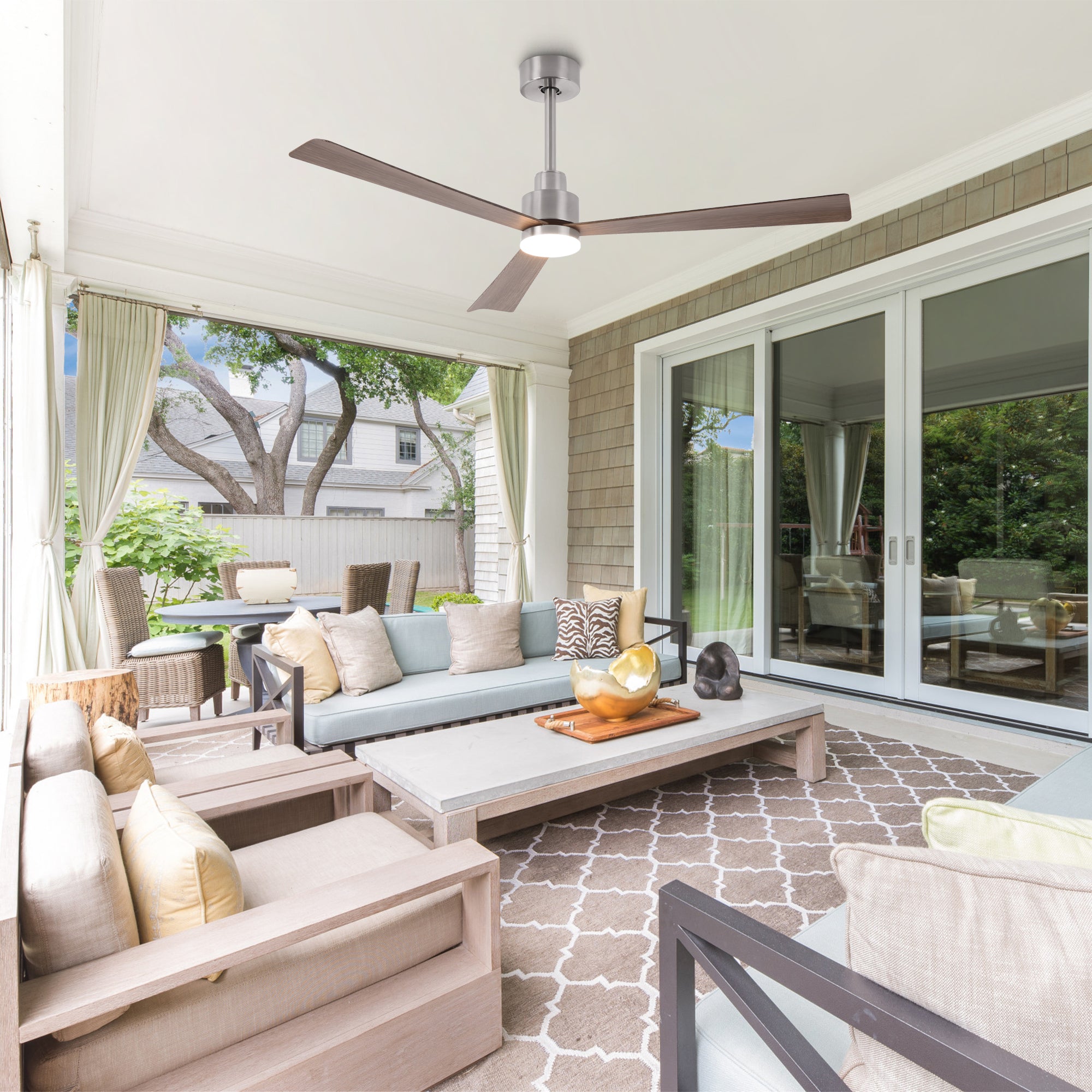 52 Inch Dinah Modern Downrod Mount Ceiling Fan with Remote Control and LED Light