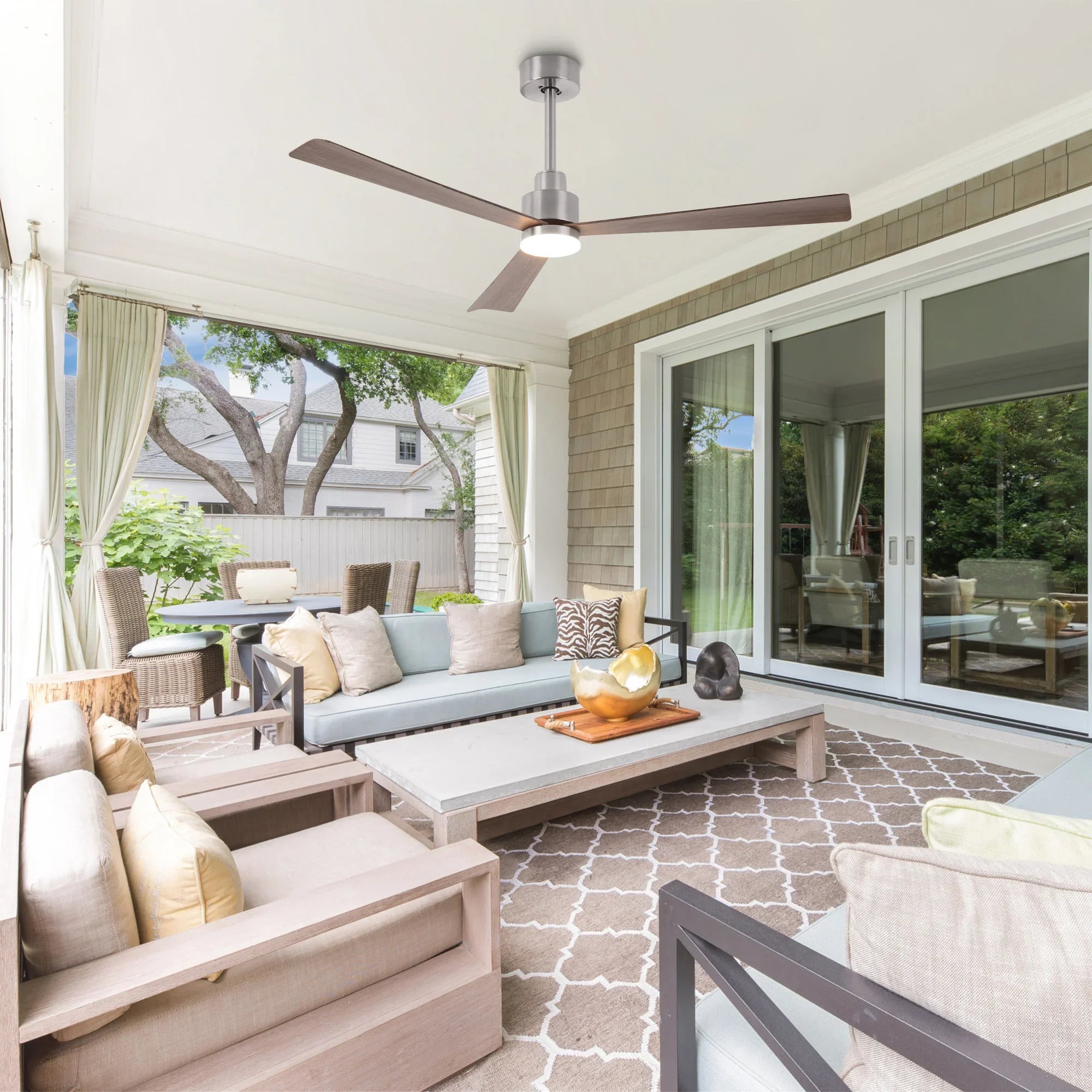 52 Inch Dinah Modern Downrod Mount Ceiling Fan with Remote Control and LED Light