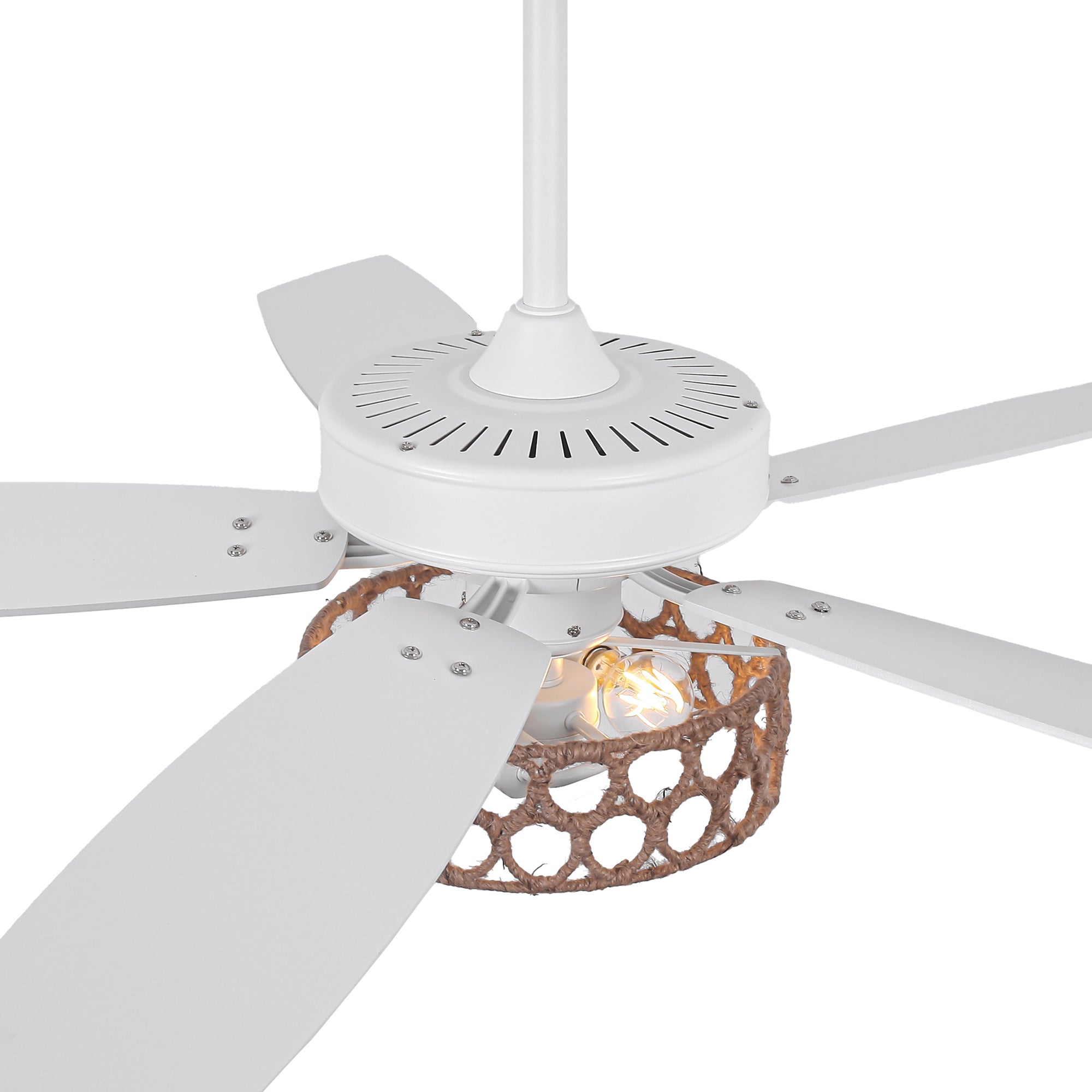52 Inch Harriet White Farmhouse Ceiling Fan with Light and Remote Control