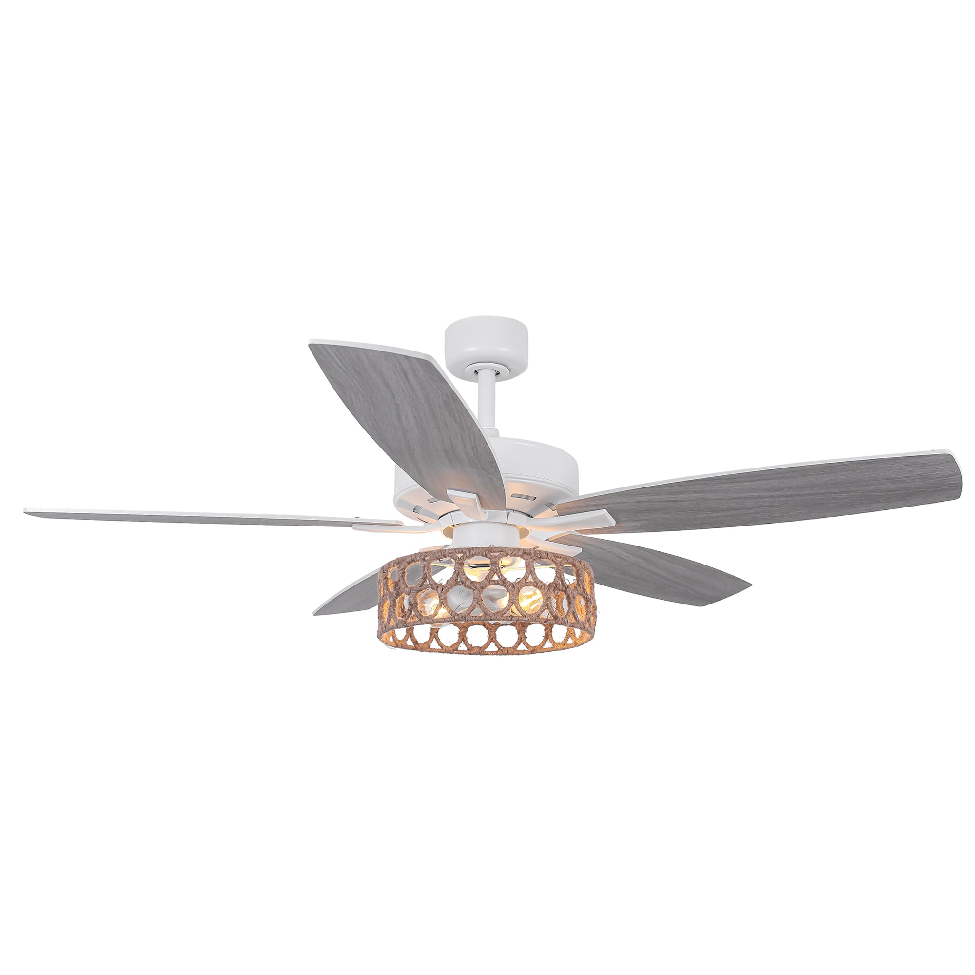 52 Inch Harriet White Farmhouse Ceiling Fan with Light and Remote Control