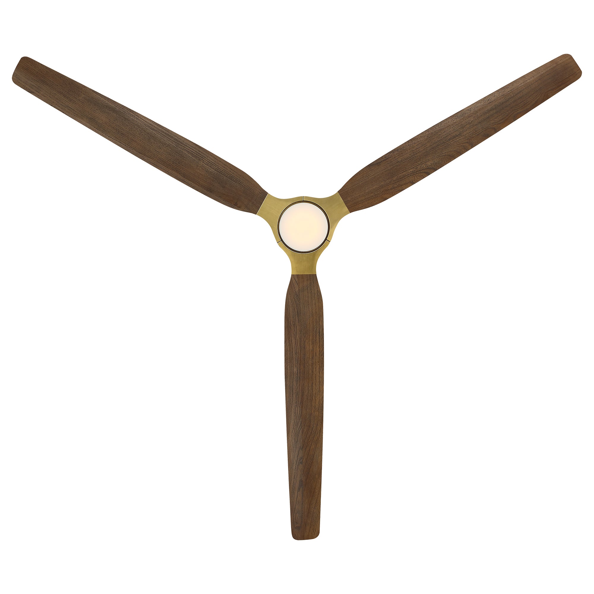 84" Soft Brass Solid Wood Blades Downrod Mount Large Ceiling Fan