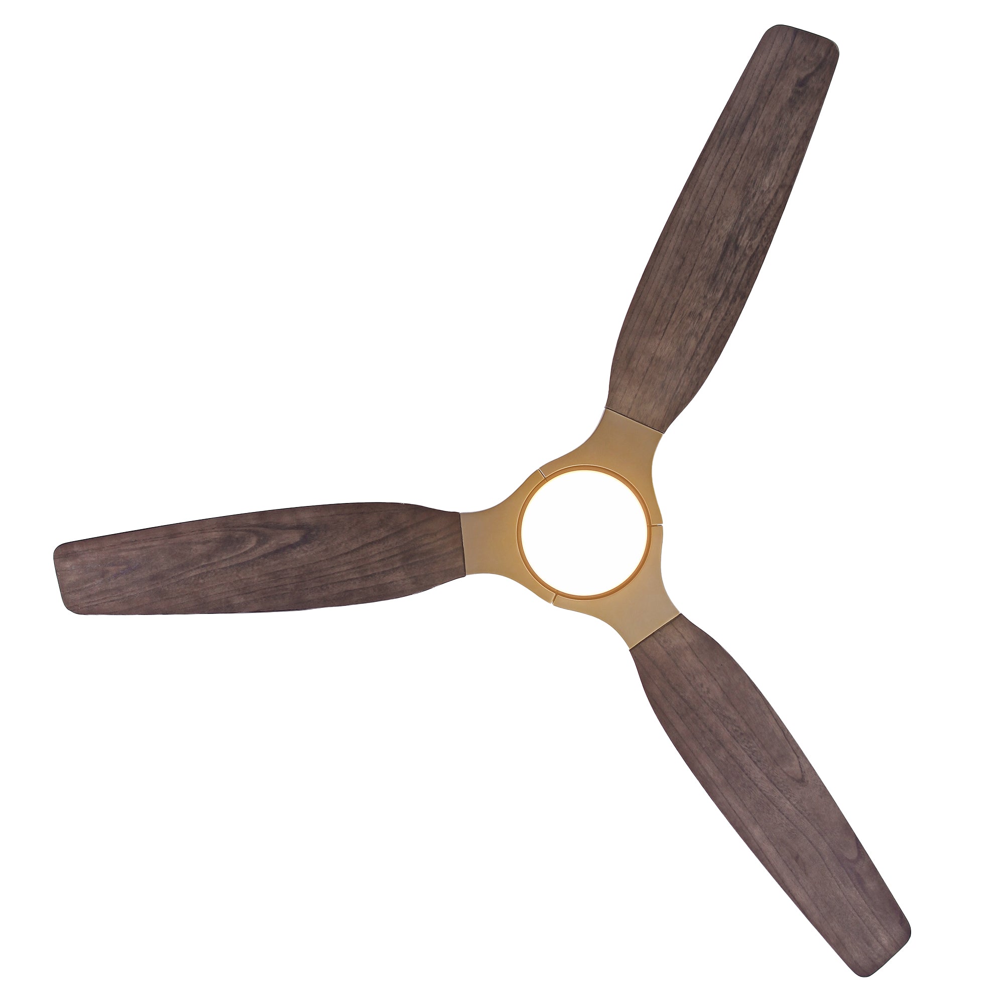 56 Inch Soft Brass Solid Wood Blades LED Ceiling Fan with Remote Control