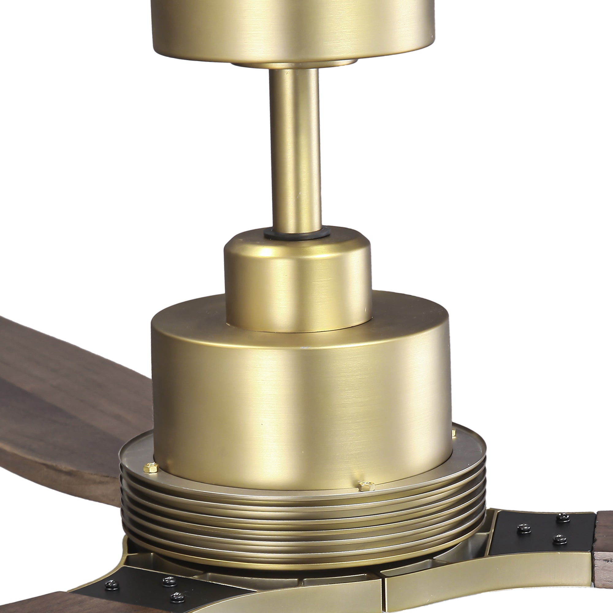 56 Inch Soft Brass Solid Wood Blades LED Ceiling Fan with Remote Control