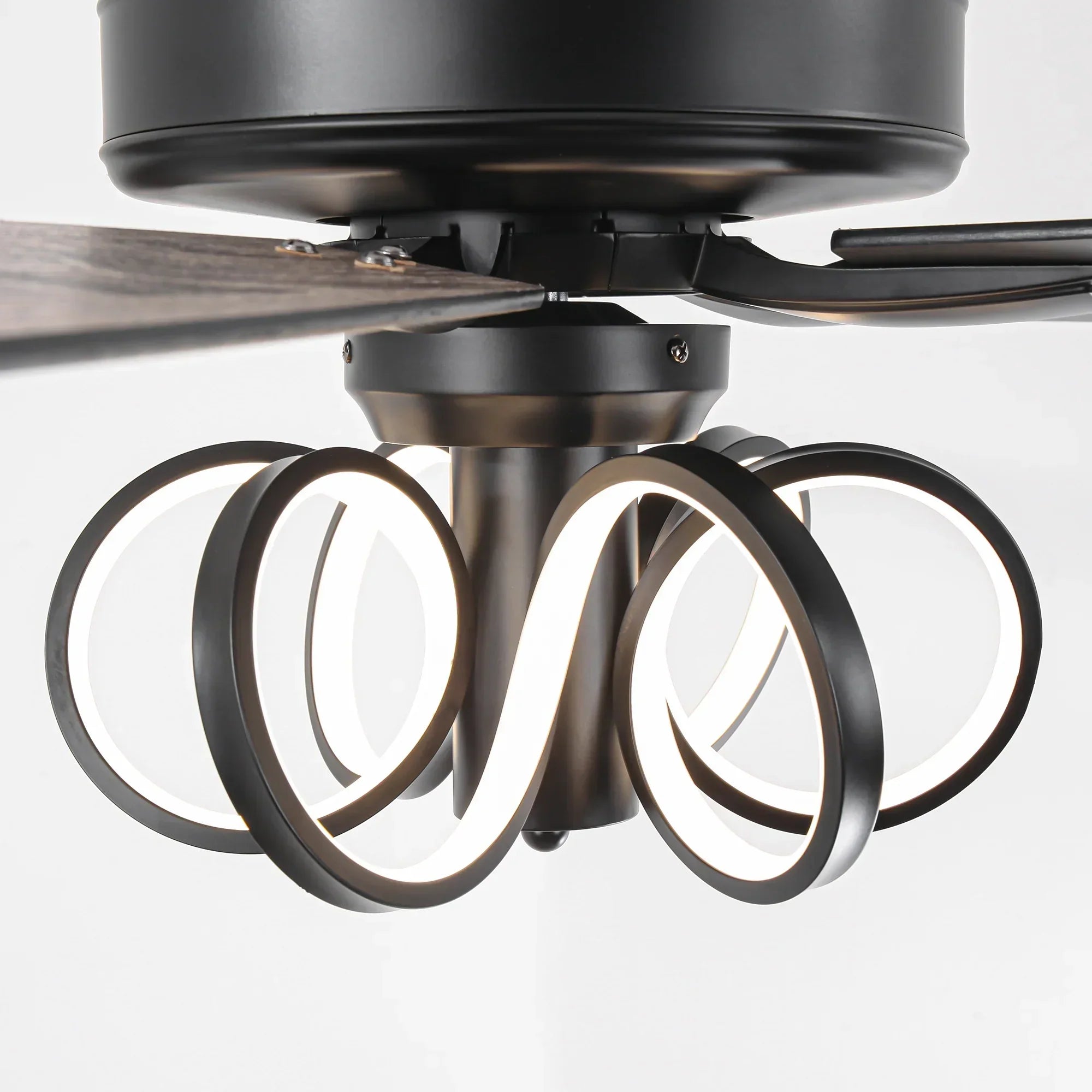 52 Inch Levi Double-sided Blades Downrod Mount LED Ceiling Fan with Remote Control