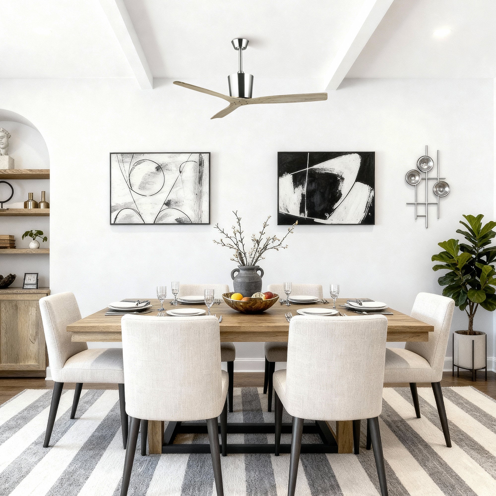 54 Inch Dylan Solid Wood Blades Downrod Mount Ceiling Fan with Remote Control