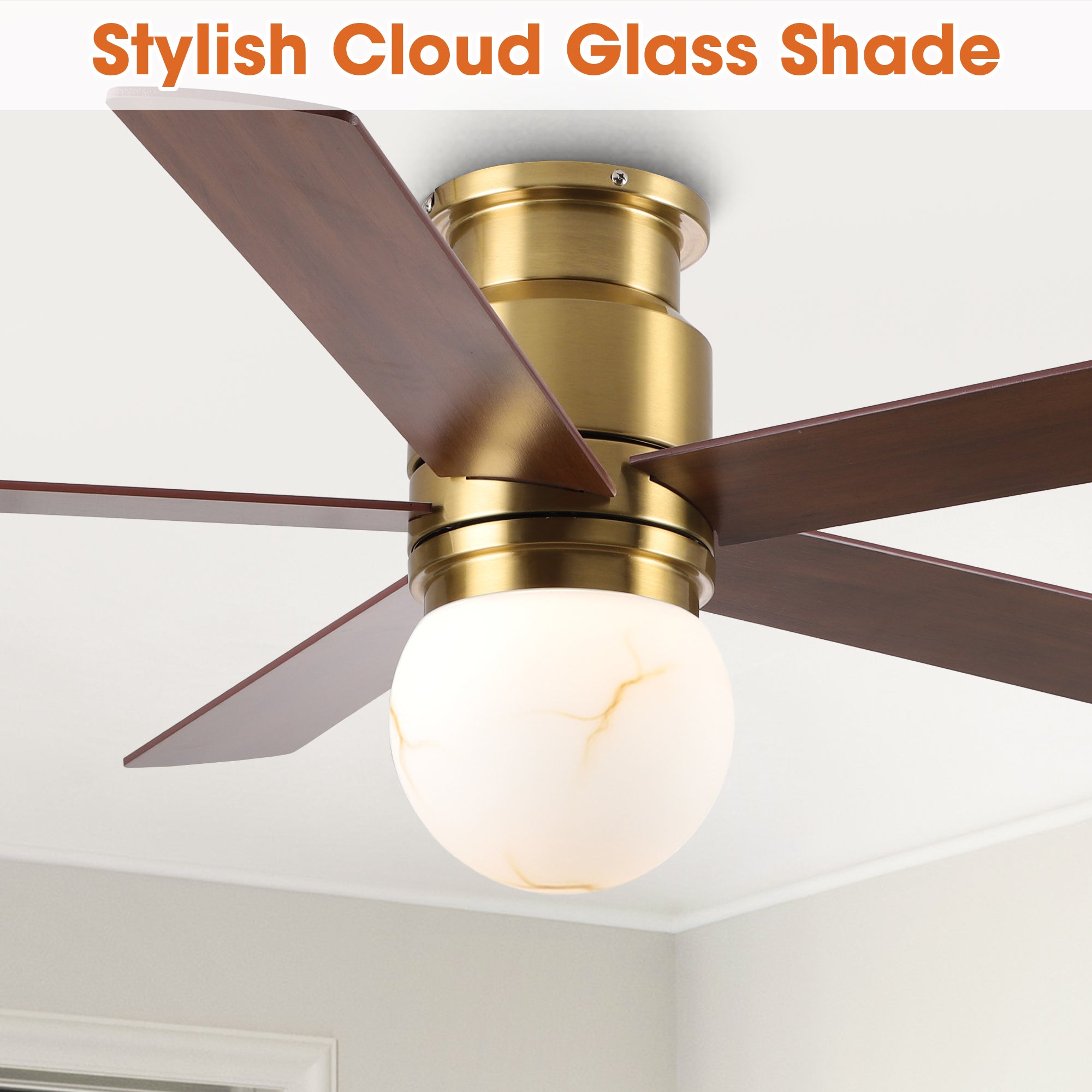 52 Inch Fanny Double-sided Blades Flush Mount LED Ceiling Fan with Remote Control