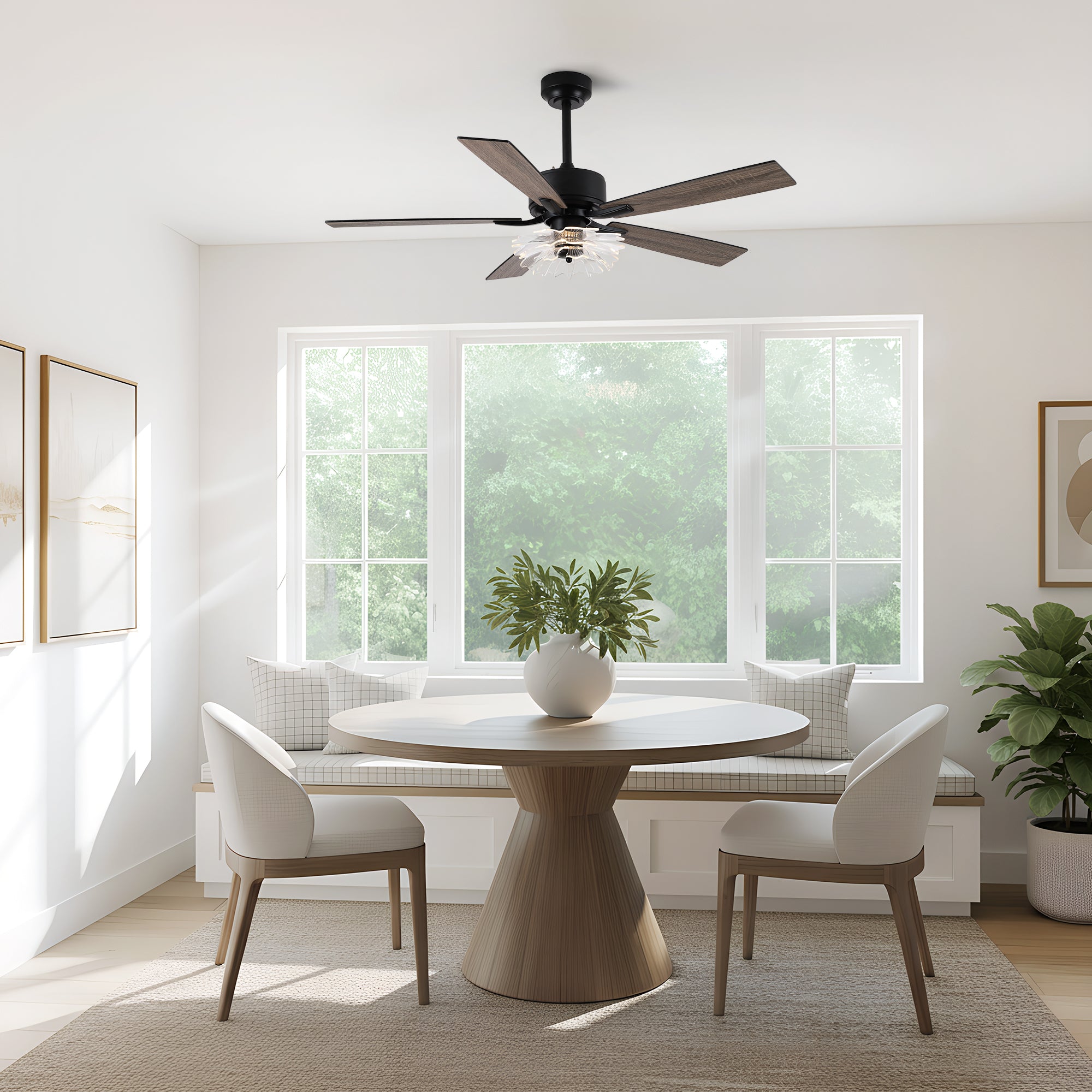 52 Inch Rory Modern Downrod Mount LED Ceiling Fan with Remote Control