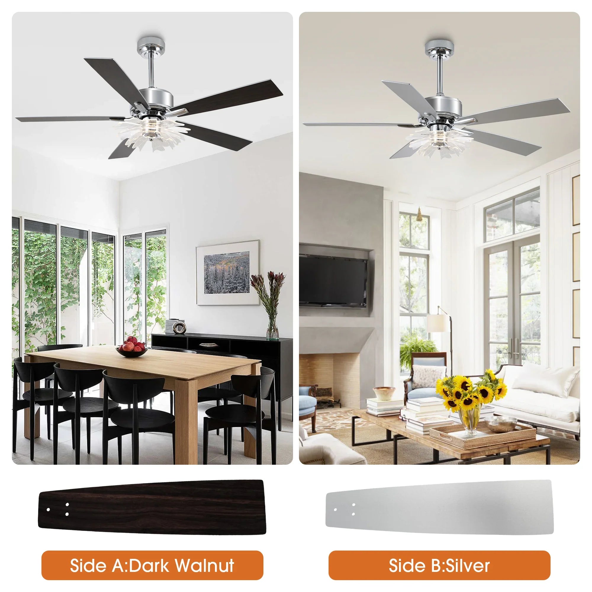 52 Inch Rory Modern Downrod Mount LED Ceiling Fan with Remote Control