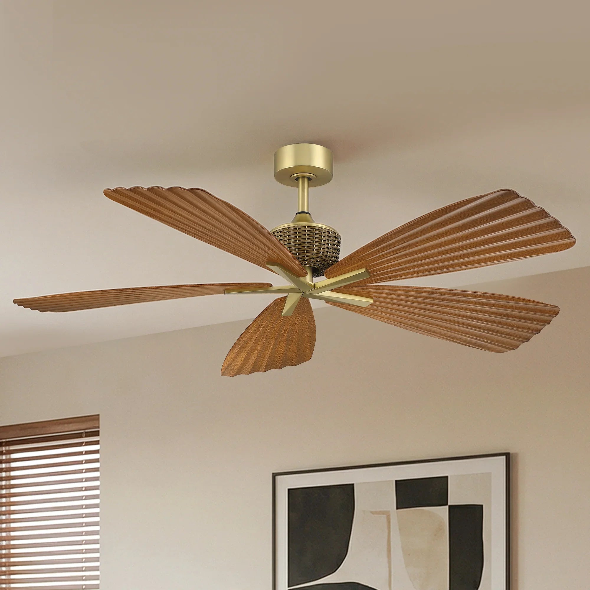 56" Porter Soft Brass IP66 Outdoor Downrod Mount Ceiling Fan