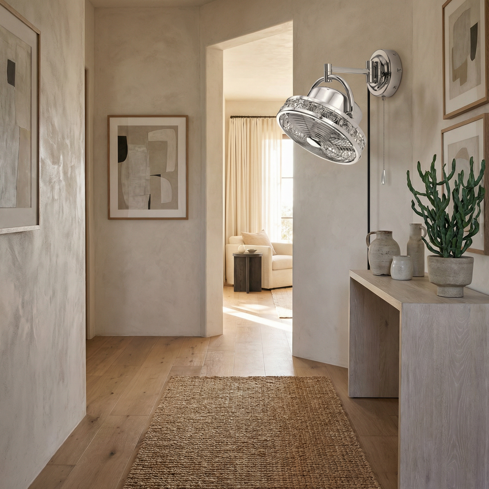 10" Modern Black Small Ceiling Fan with Pull Chain