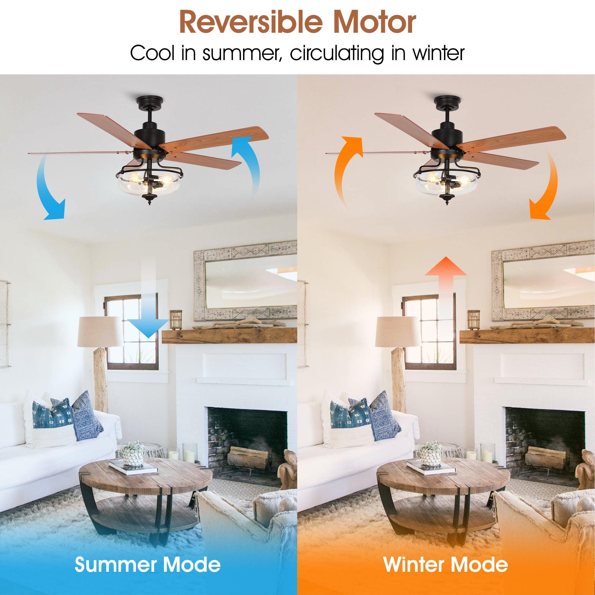 52" Mumbai Industrial Downrod Mount Reversible Ceiling Fan with Lighting and Remote Control
