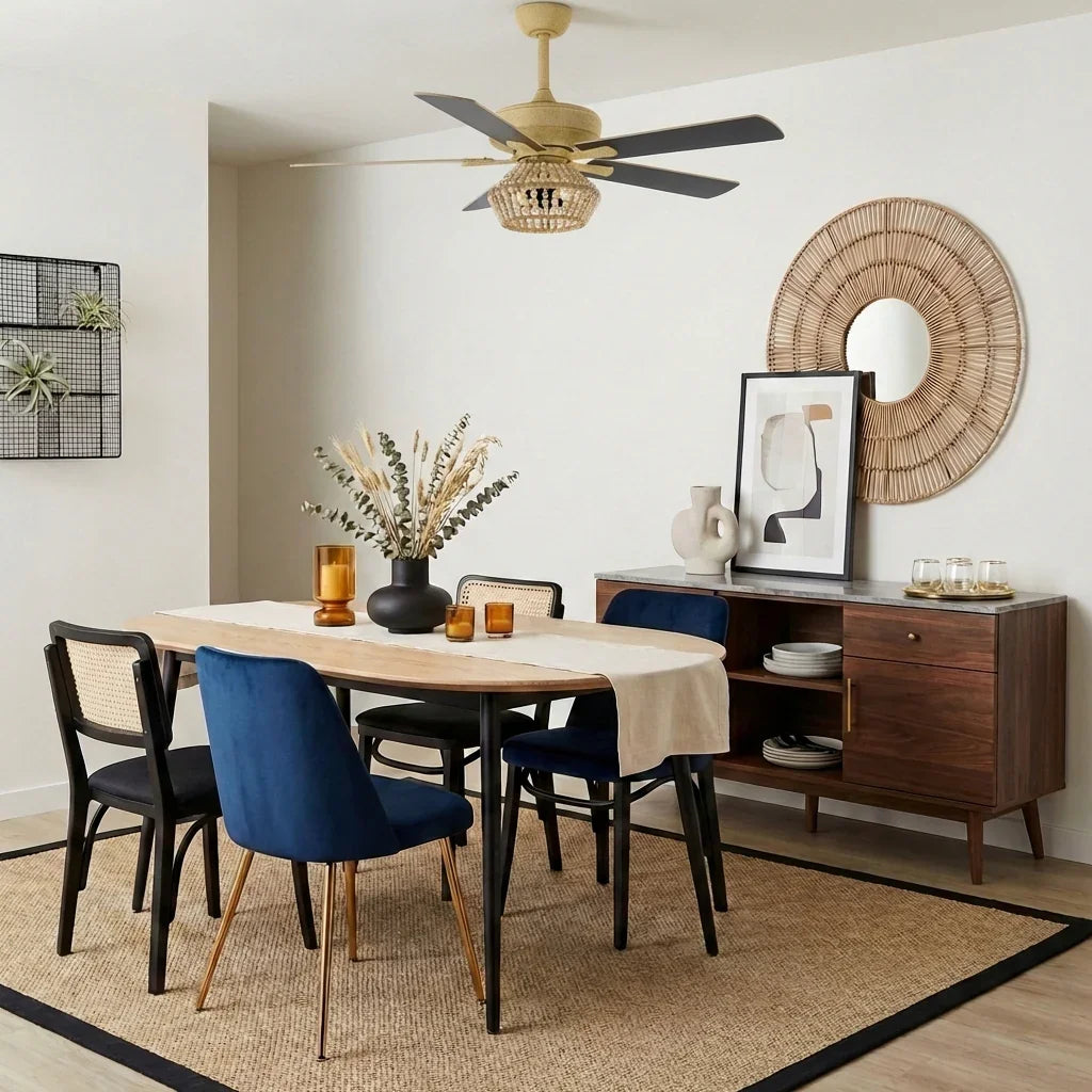 52" Pune Farmhouse Downrod Mount Reversible Ceiling Fan with Lighting and Remote Control