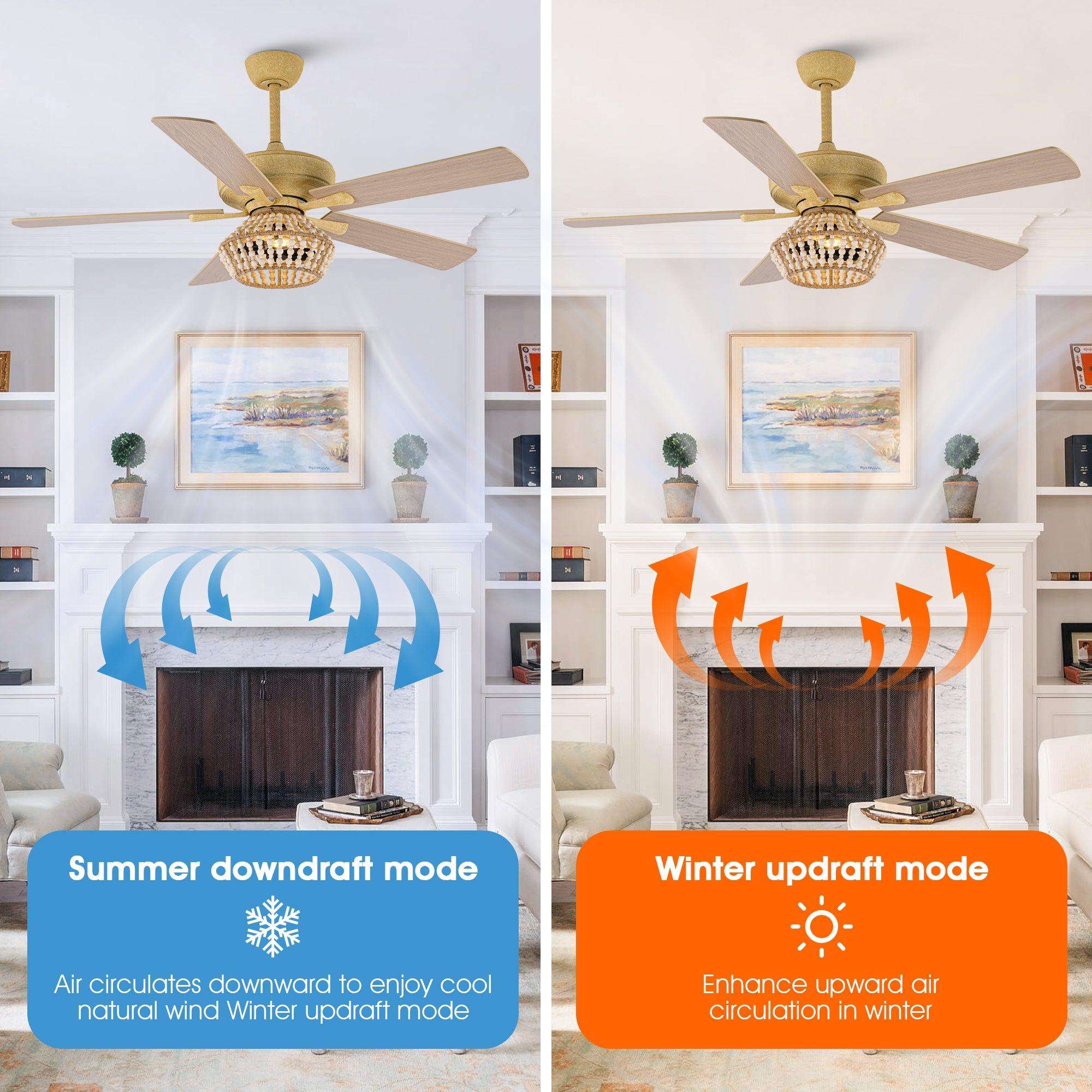 52" Pune Farmhouse Downrod Mount Reversible Ceiling Fan with Lighting and Remote Control