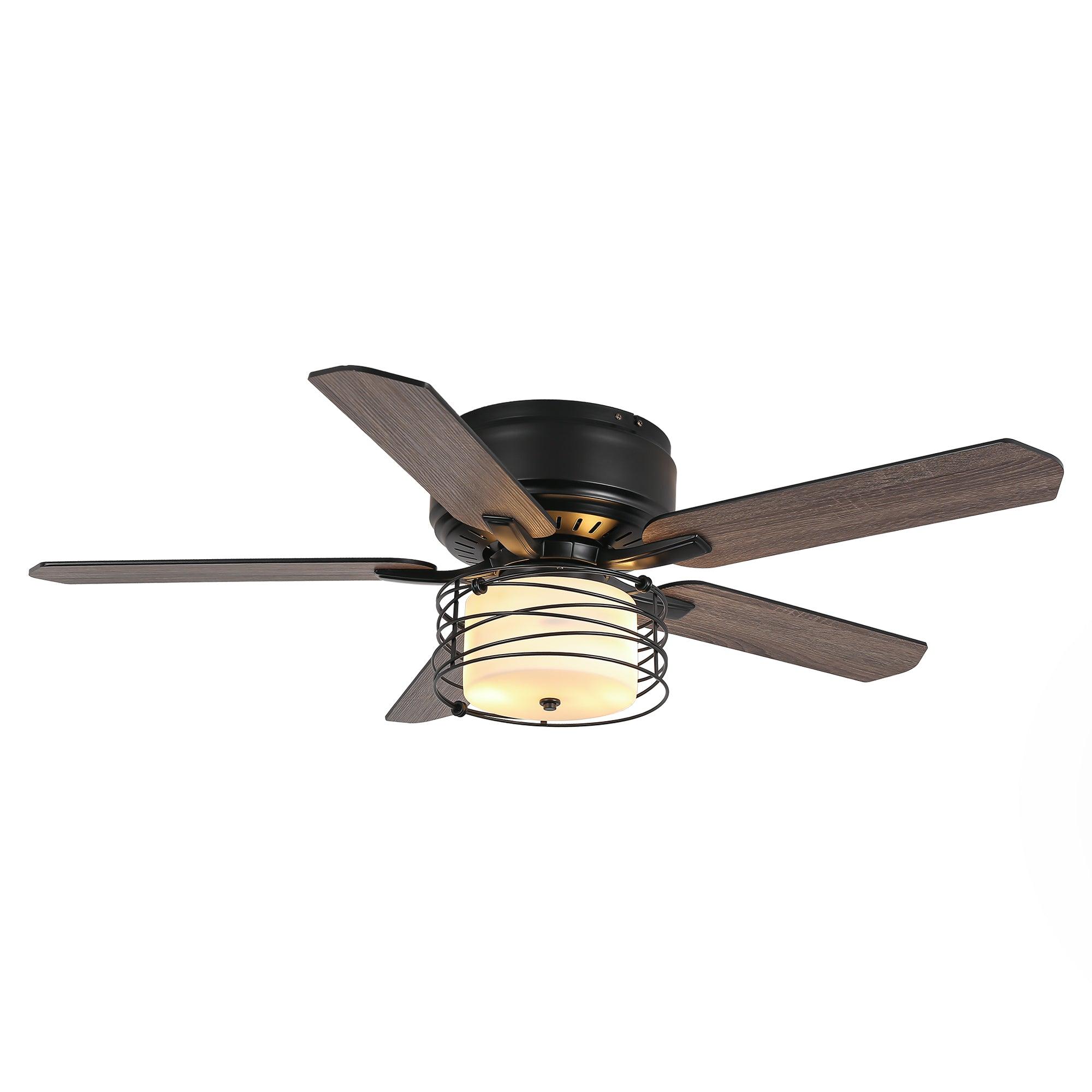 Ventilador de techo reversible industrial de montaje empotrado Athens de 48" con iluminación y control remoto