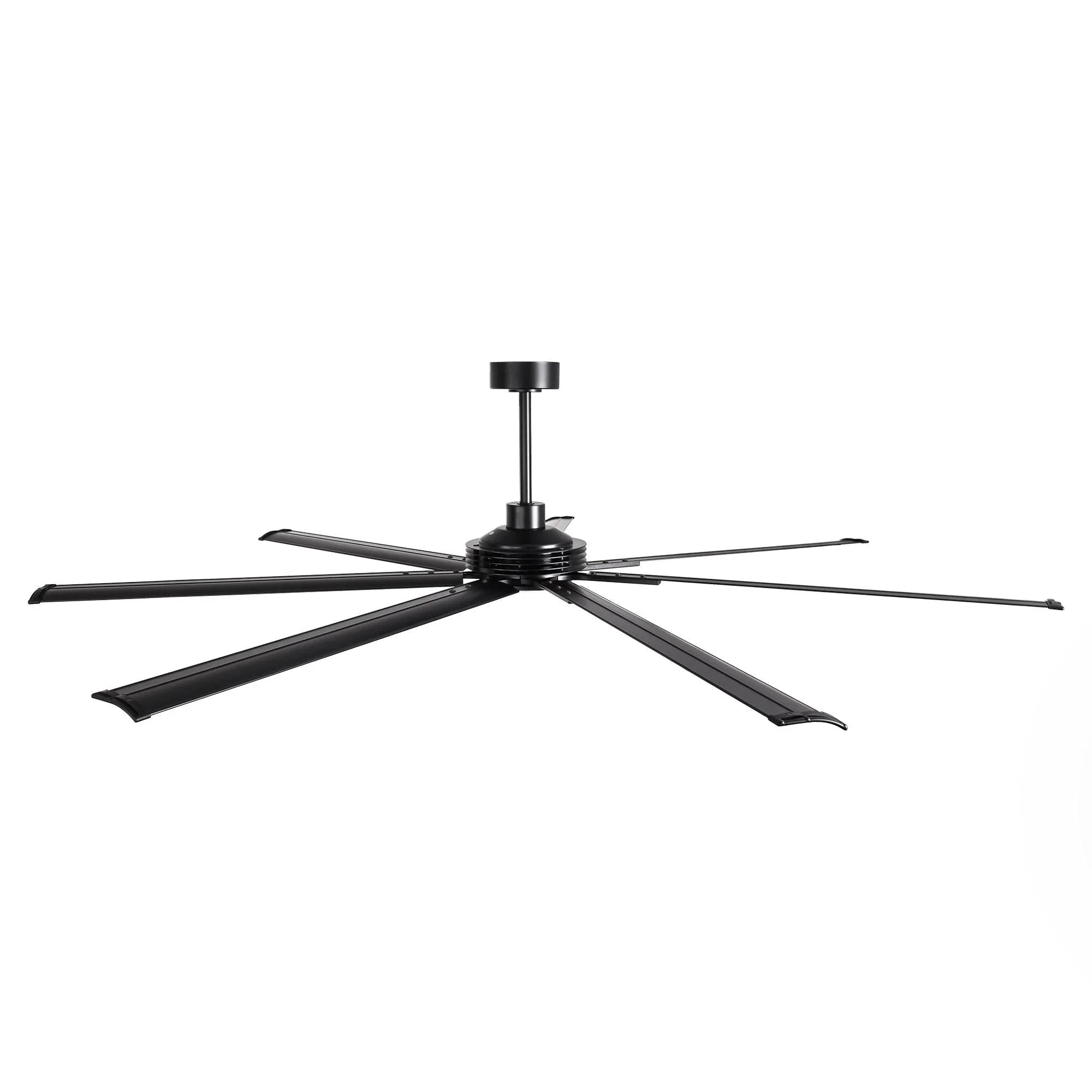 84 Inch 100 Inch Padus Black Large Size Ceiling Fan with Dimmable Lighting and Remote Control