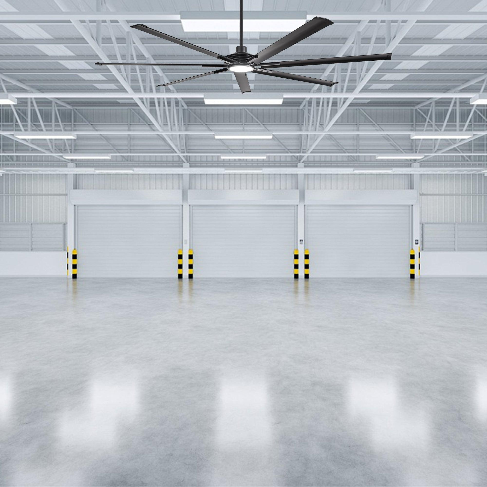 84 Inch 100 Inch Padus Black Large Size Ceiling Fan with Dimmable Lighting and Remote Control