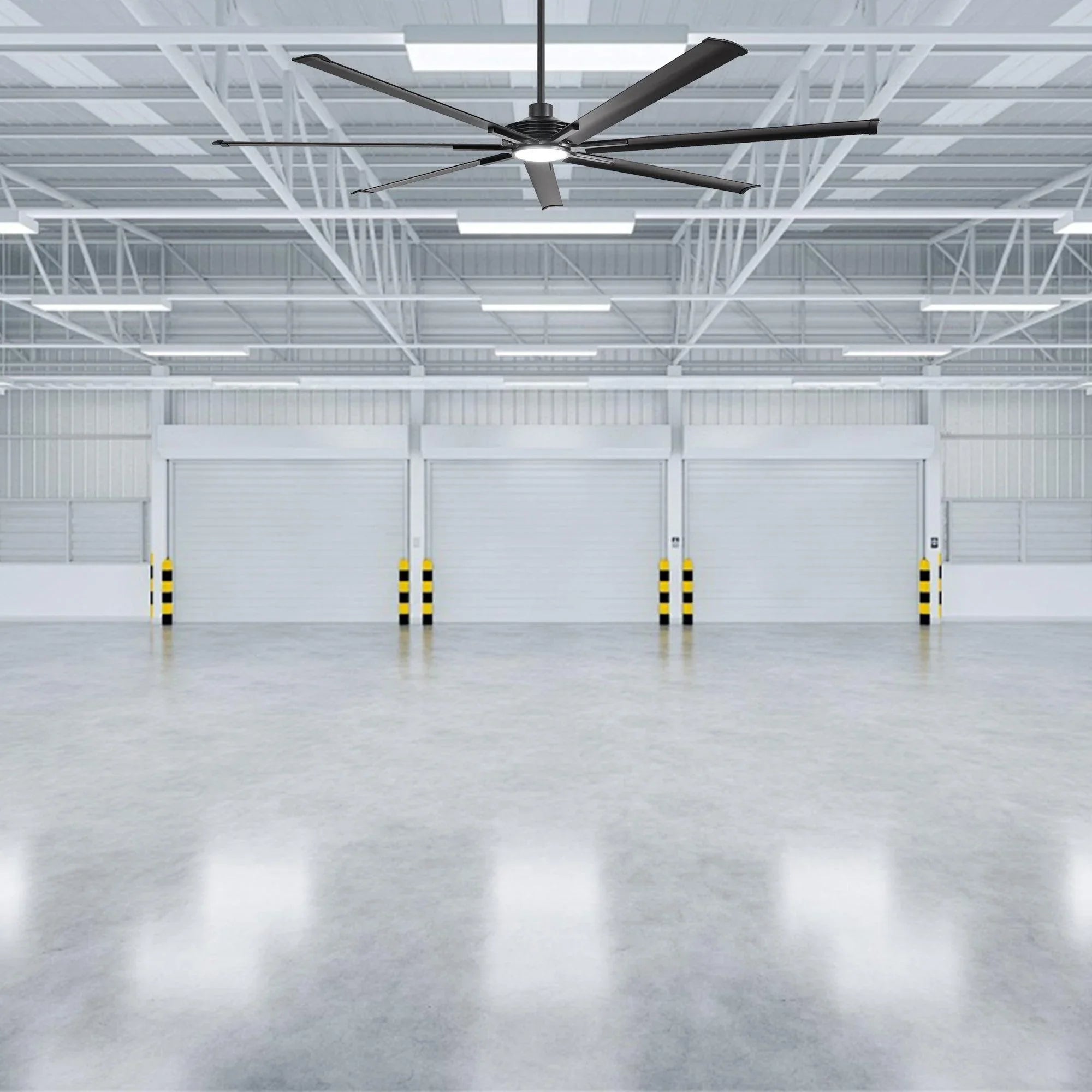 84 Inch 100 Inch Padus Black Large Size Ceiling Fan with Dimmable Lighting and Remote Control