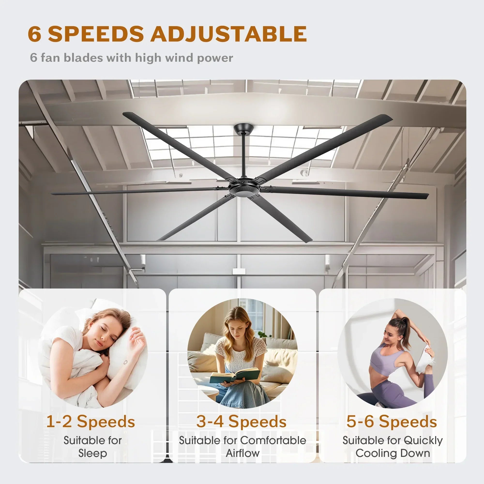 120 Inch HVLS Fan Jupiter Industrial Aluminum Extra Large Ceiling Fan with Remote Control
