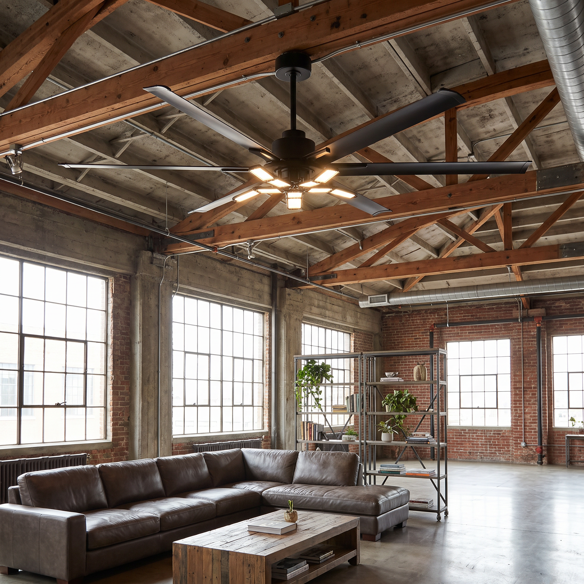 72 Inch 84 Inch Arlene HVLS Large Ceiling Fan with Foldable LED & Remote Control