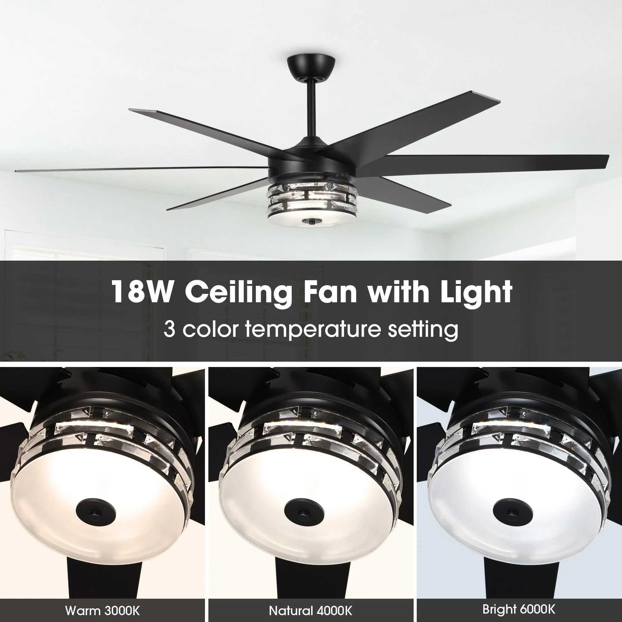 70" Black Modern Ceiling Fan