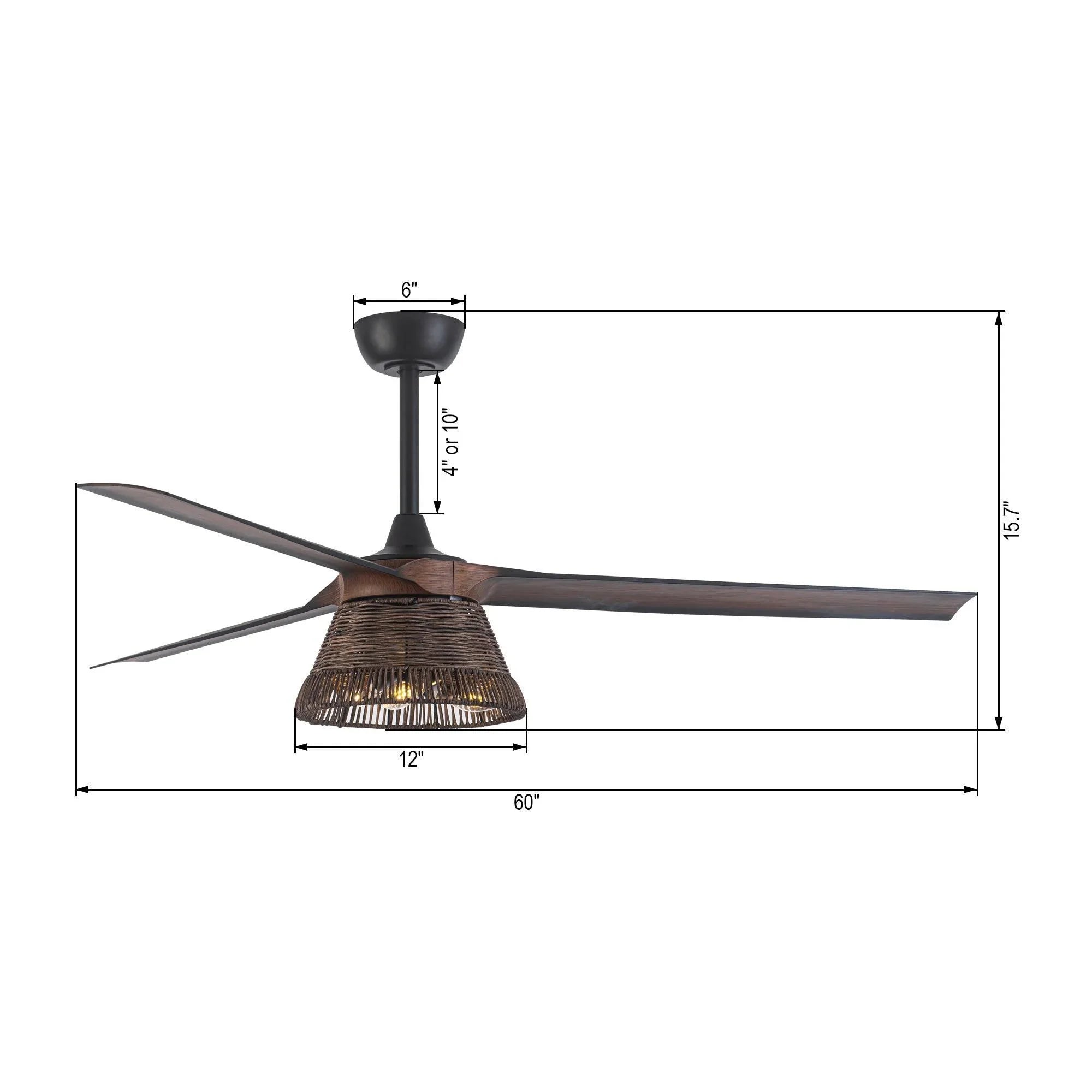 60" Farmhouse AC Motor Downrod Mount Reversible Ceiling Fan With Lighting And Remote Control