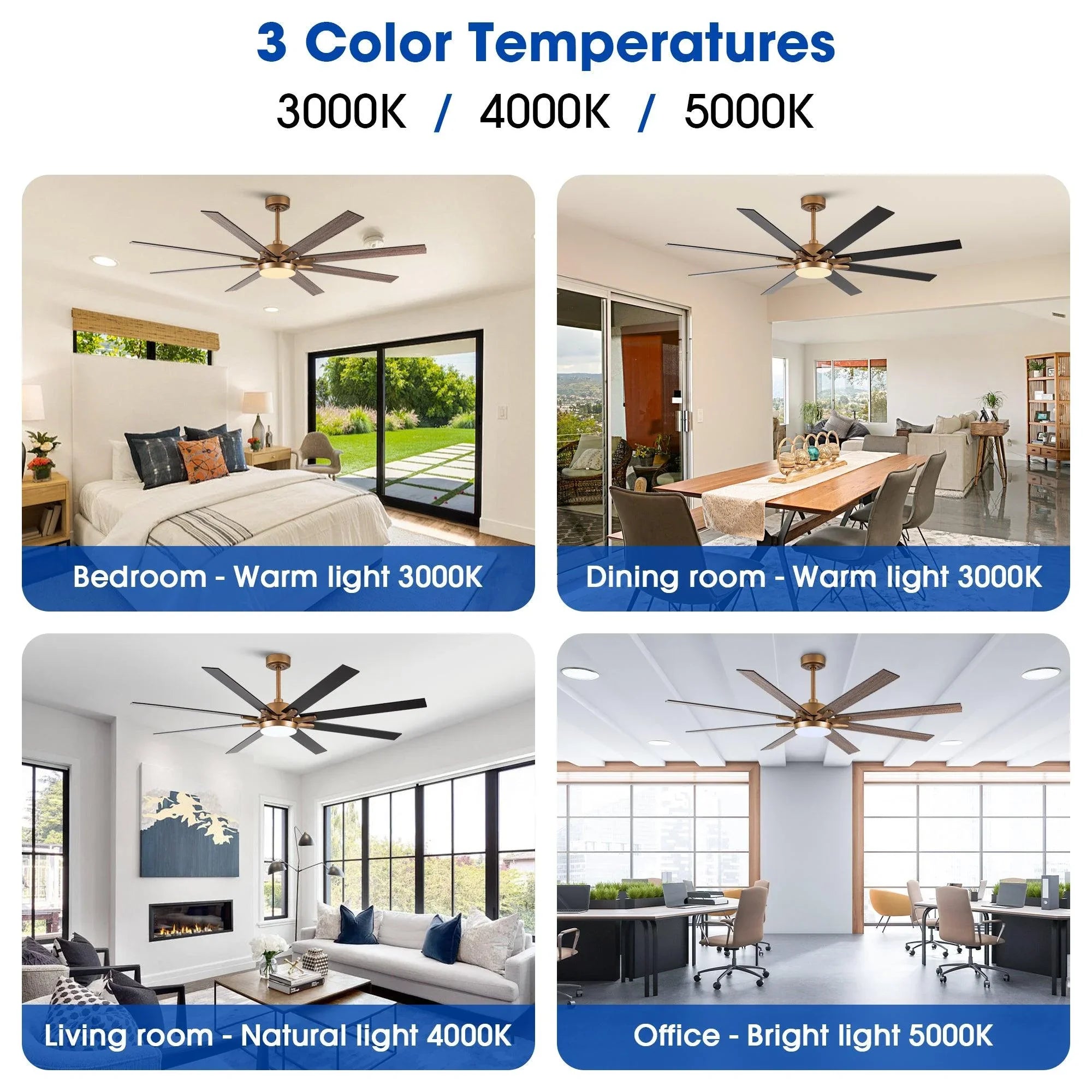 65 "balachandran industrial downrod montaje ventilador de techo con iluminación led y control remoto