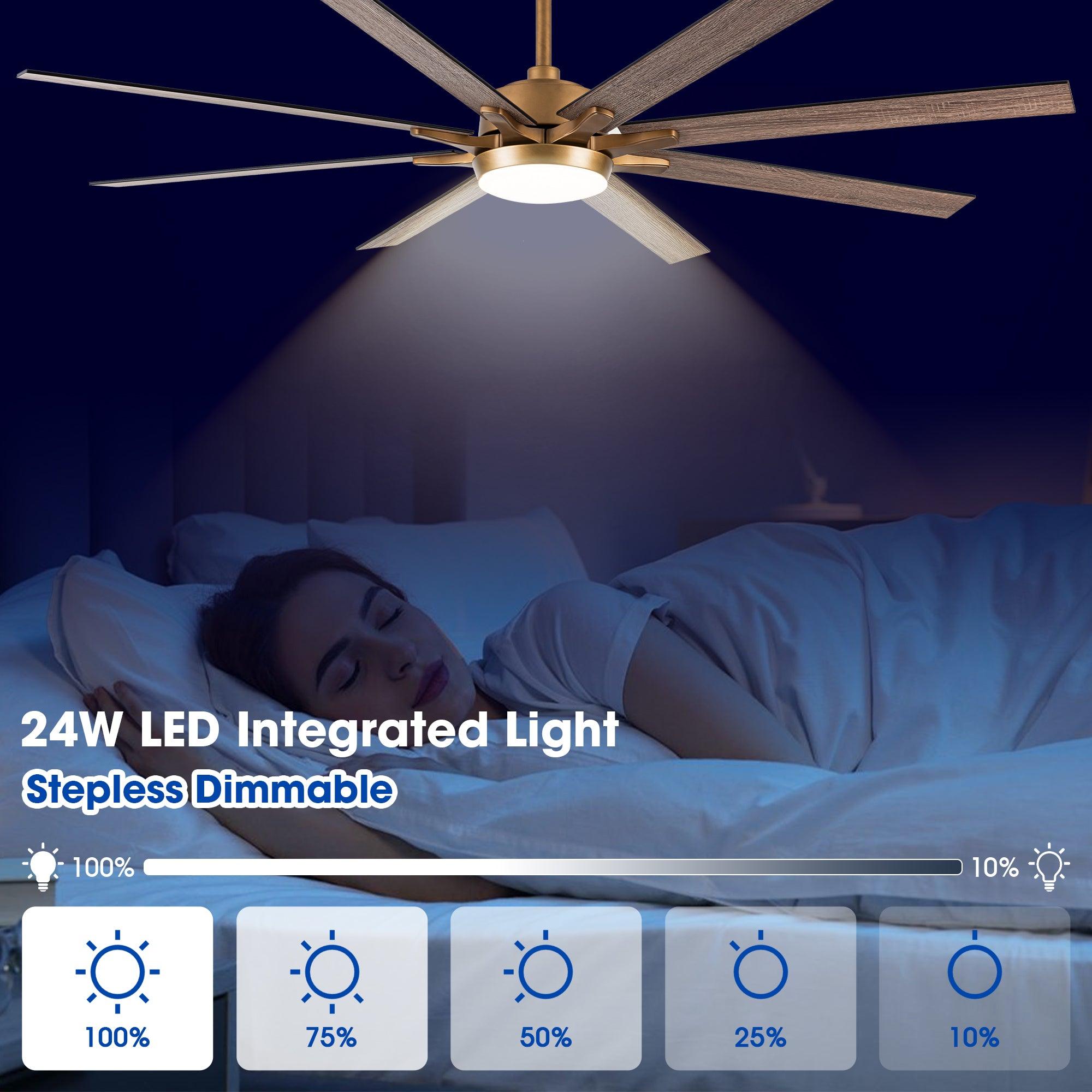 65" Balachandran Modern Brushed Nickel DC Motor Downrod Mount Ceiling Fan With Lighting And Remote Control