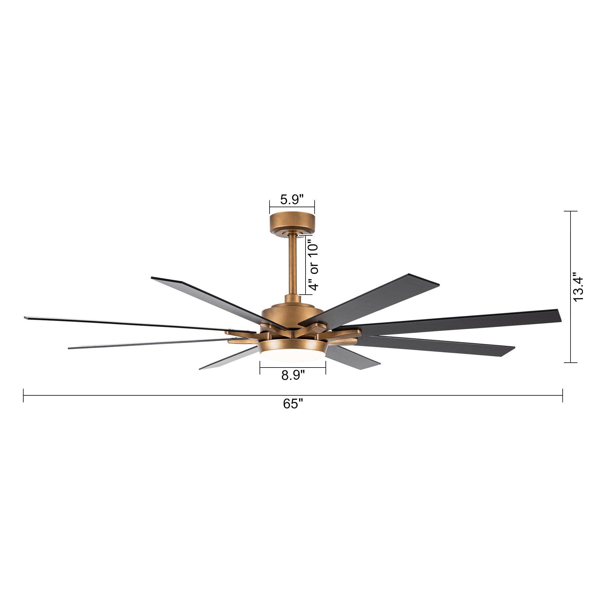 65" Balachandran Modern Brushed Nickel DC Motor Downrod Mount Ceiling Fan With Lighting And Remote Control