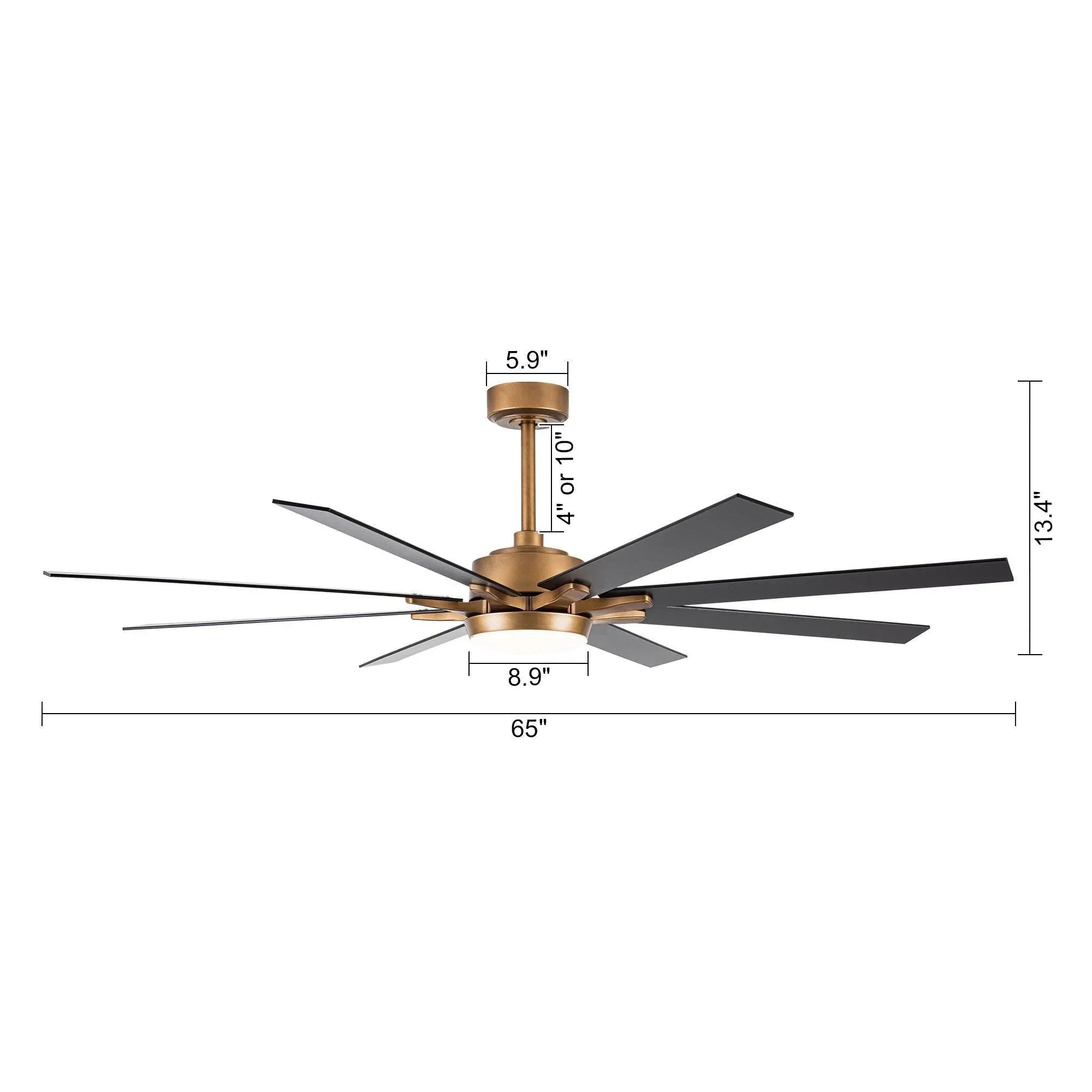 65 "balachandran industrial downrod montaje ventilador de techo con iluminación led y control remoto