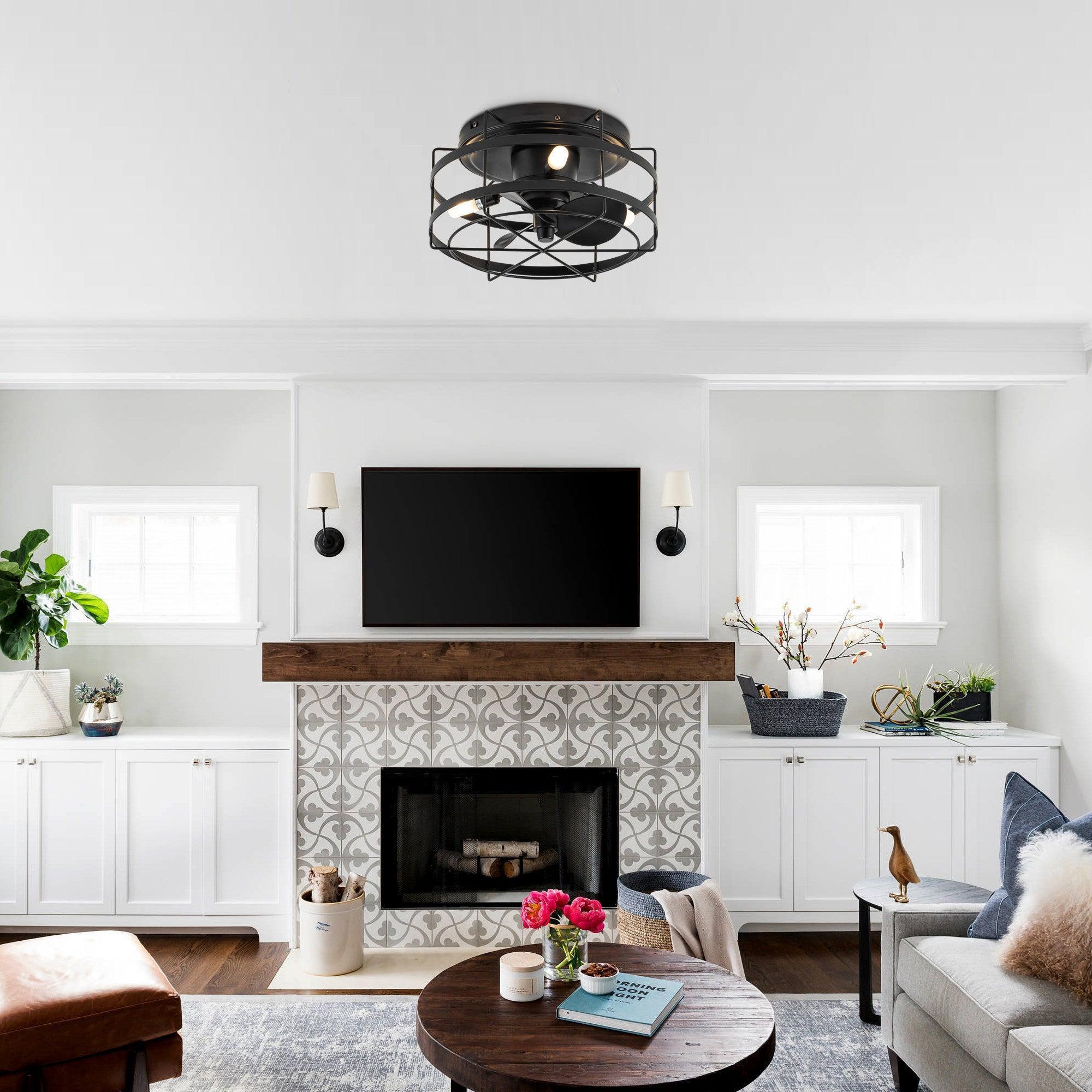 13 "Madurai Granja Flush Mount Reversible Ventilador de Techo con Iluminación y Control Remoto