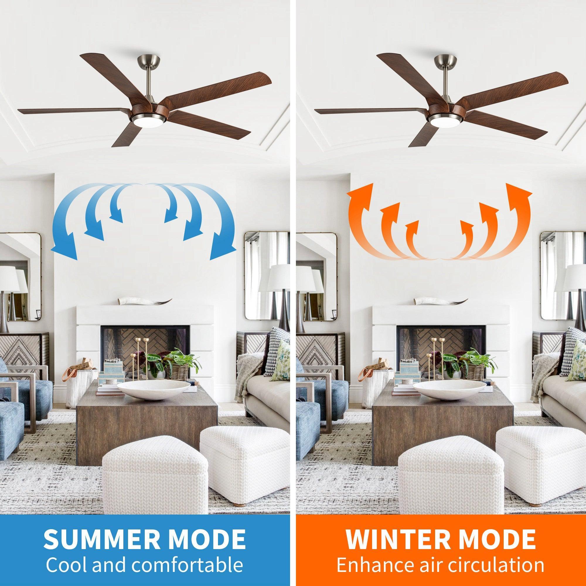 65" Fury Farmhouse DC Motor Downrod Mount Ceiling Fan with Lighting and Remote Control