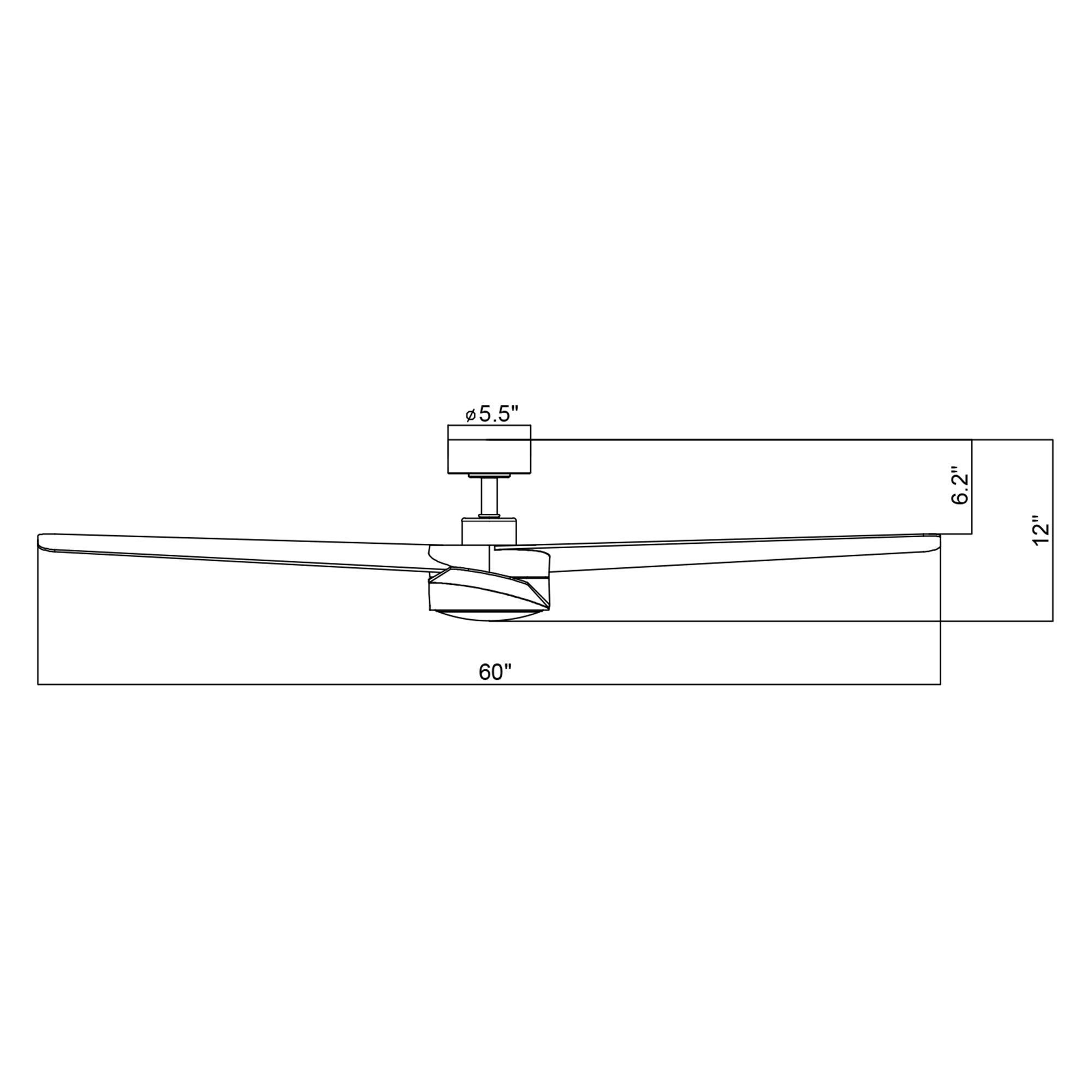 Ventilador de techo reversible Parvez de 60" con motor de CC, montaje en varilla, iluminación y control remoto