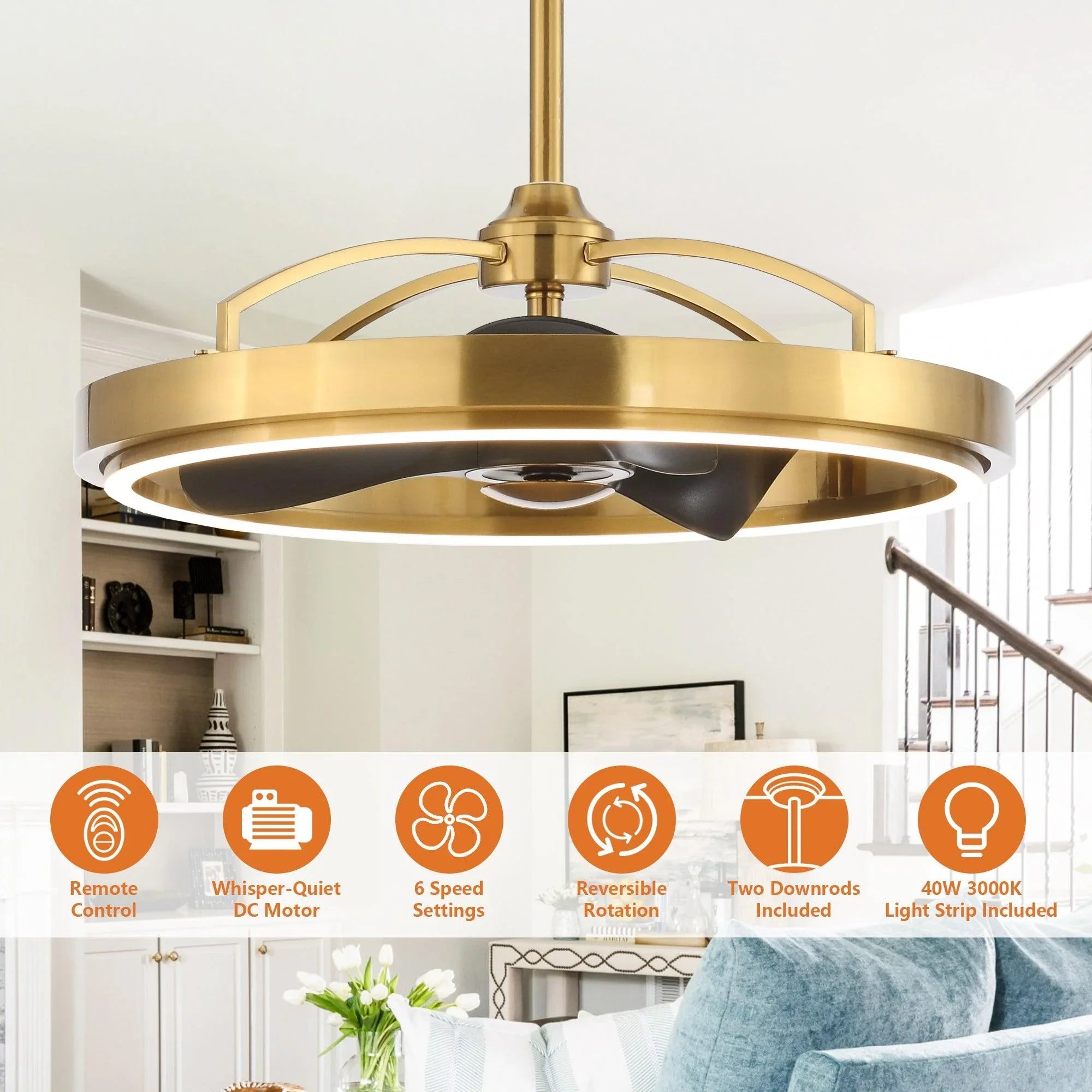 27" Arthur Industrial DC Motor Downrod Mount Ceiling Fan with Lighting and Remote Control