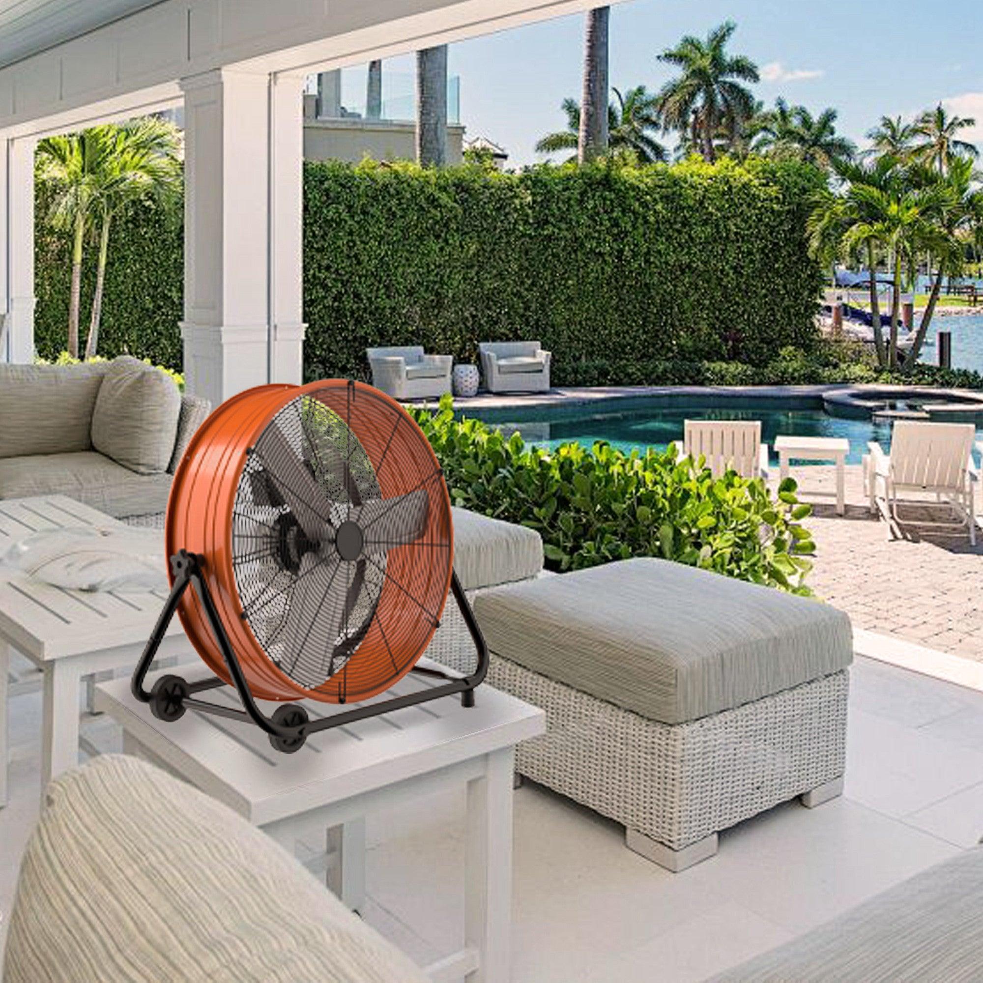 27.5 Inch 3-Speed High Velocity Indoor / Outdoor Industrial Drum Fan with Wheel