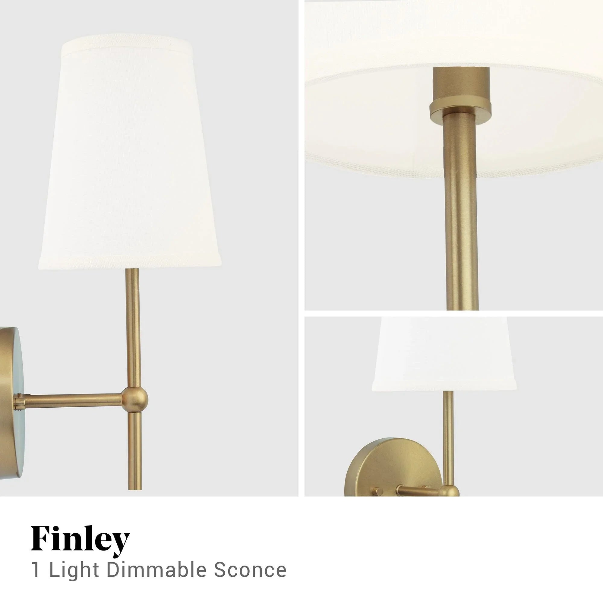 Aplique de pared para baño Finley de 1 luz, regulable, en dorado satinado